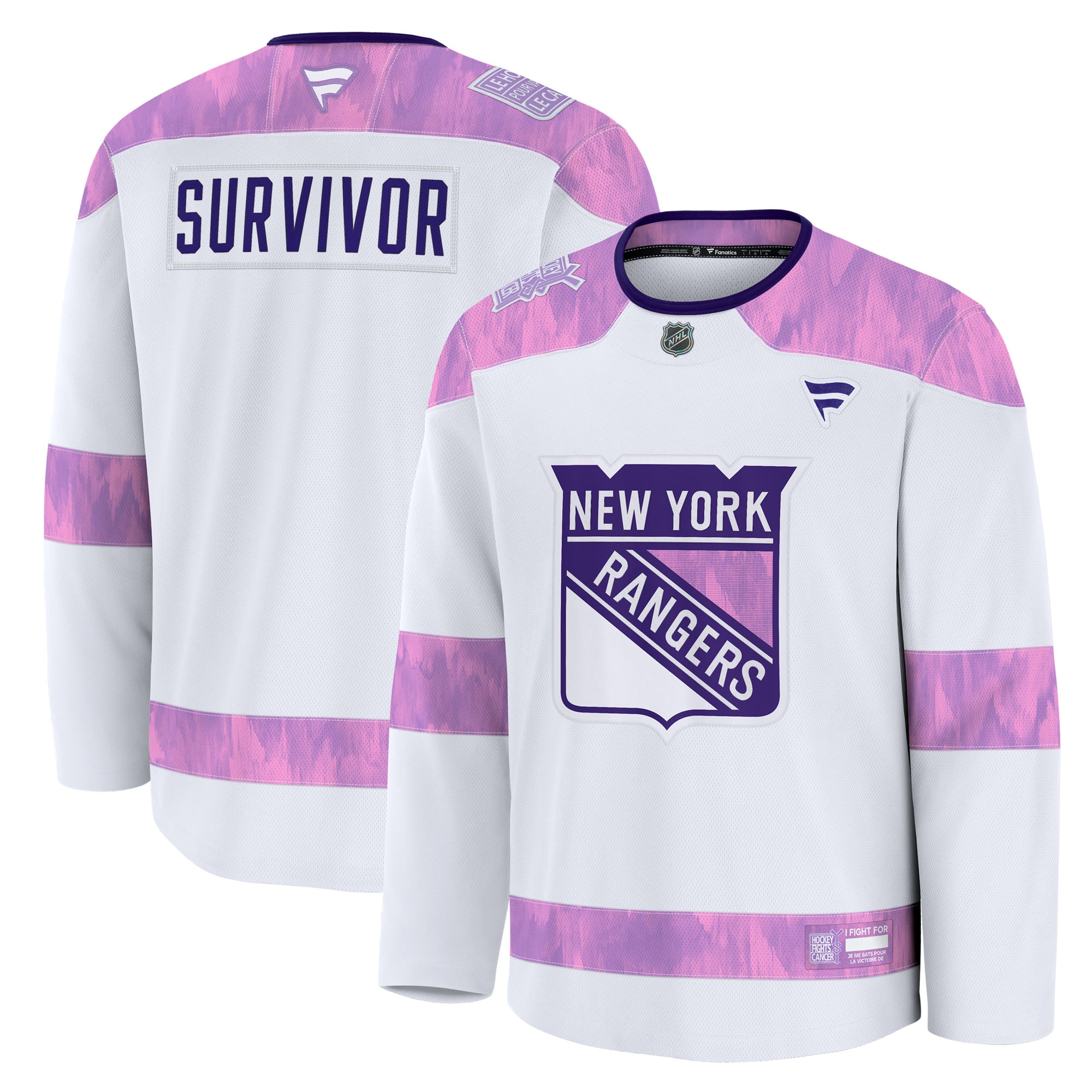 New York Rangers Fanatics Hockey Fights Cancer Survivor Practice Jersey - White