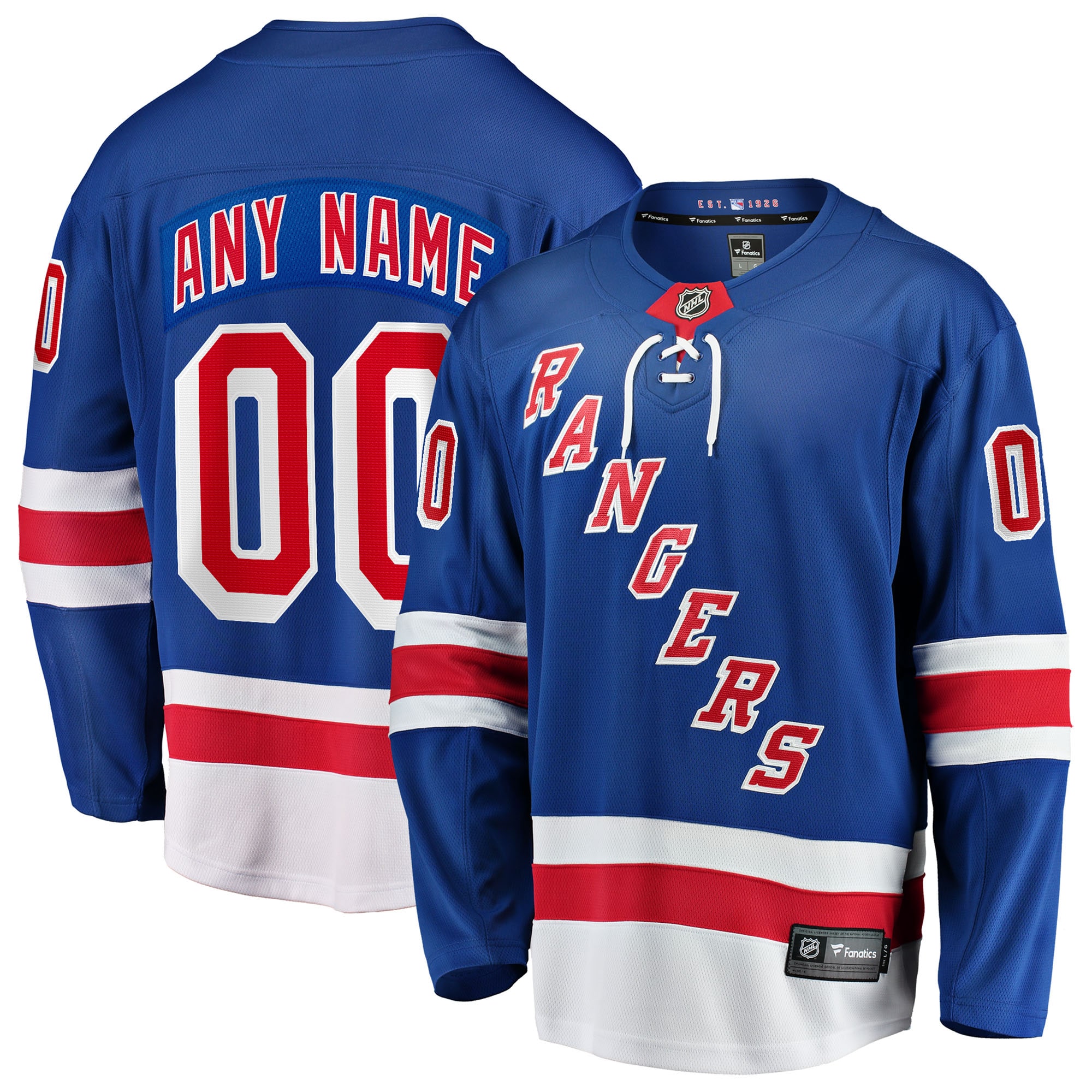 New York Rangers Fanatics Home Breakaway Custom Jersey - Blue