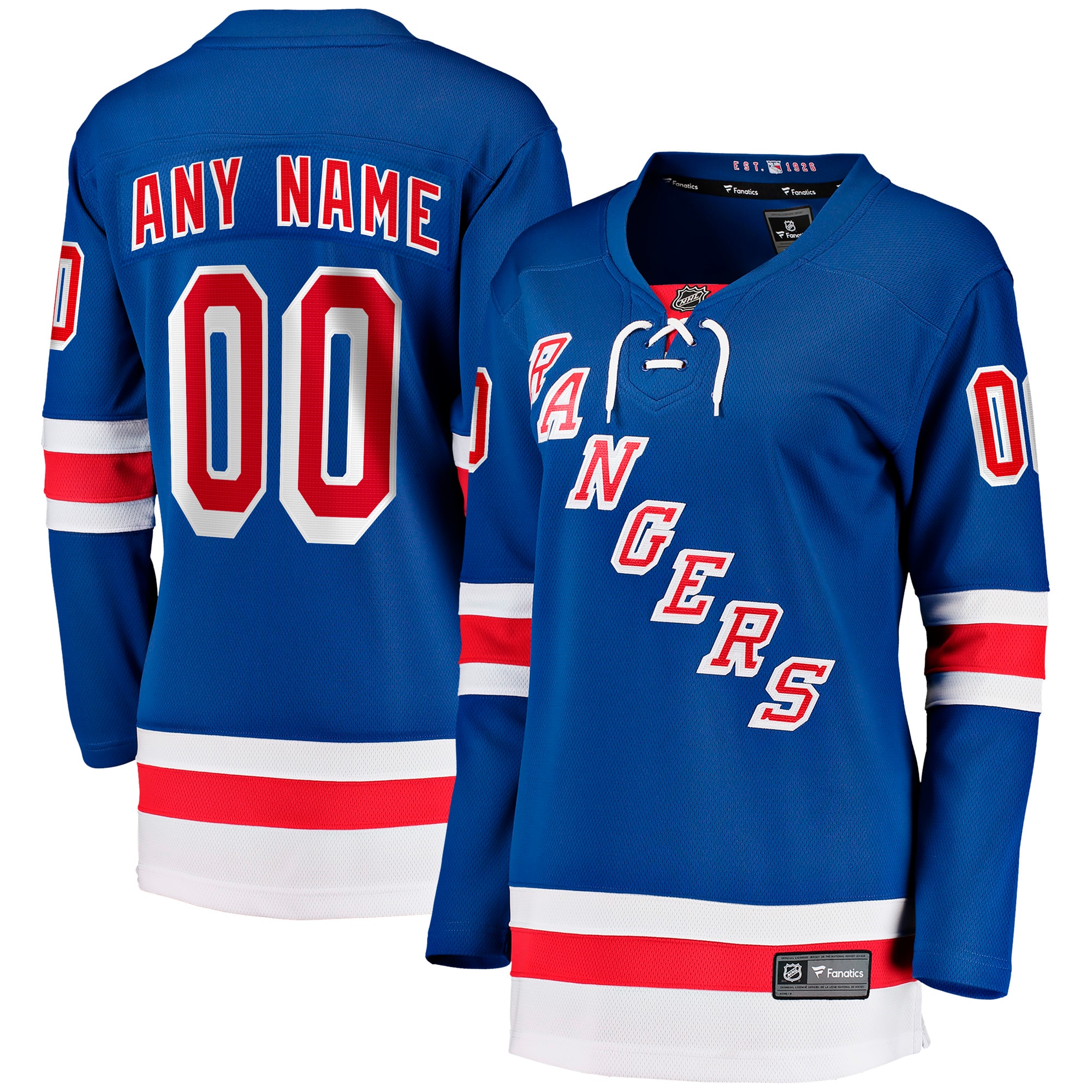 New York Rangers Fanatics Women's Home Breakaway Custom Jersey - Blue