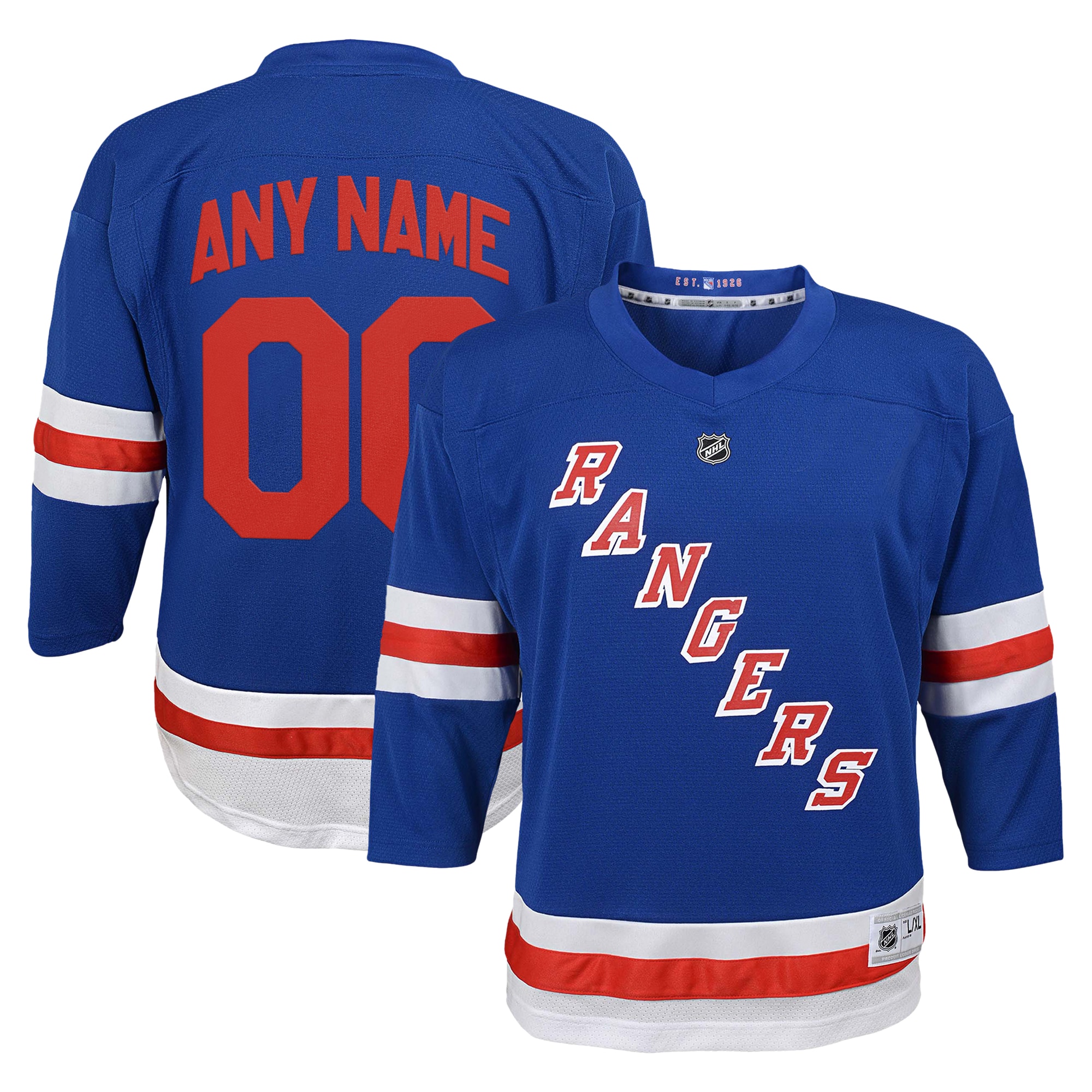 New York Rangers Youth Custom Jersey - Blue