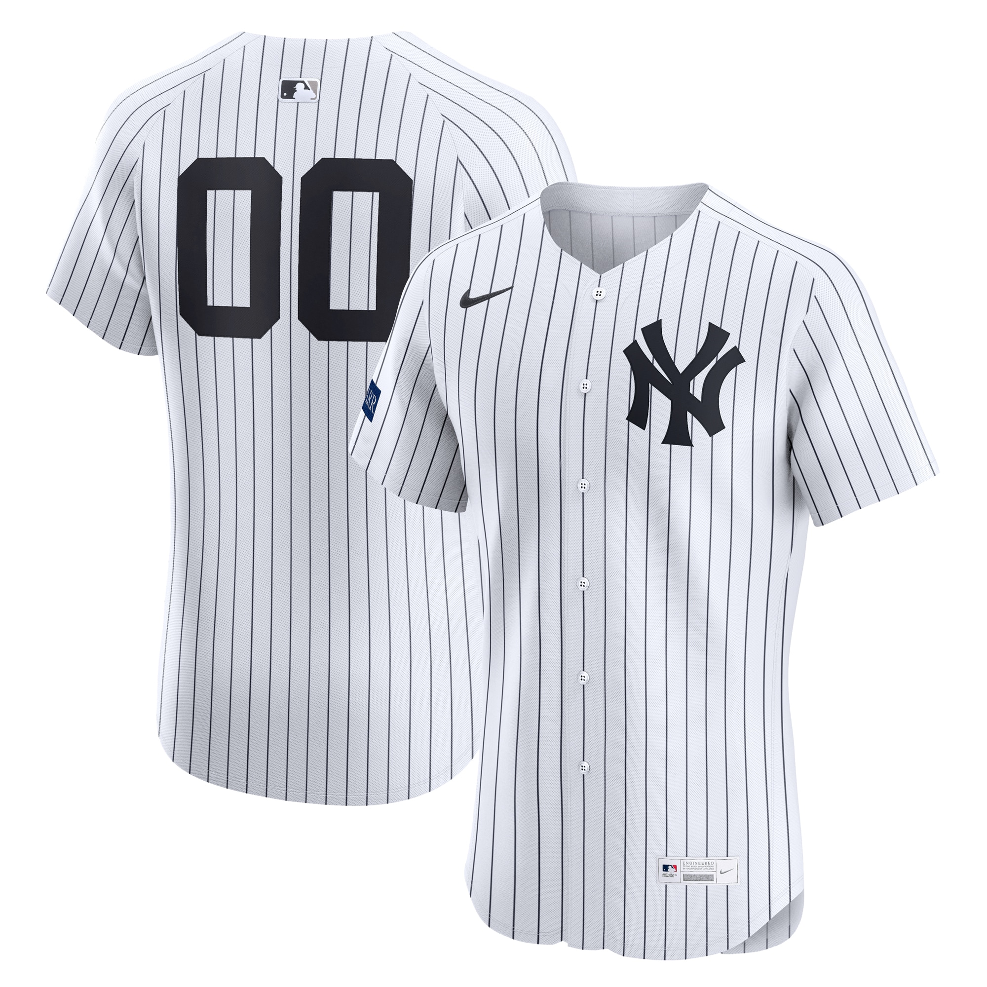 New York Yankees Home Elite Sponsor Patch Custom Jersey - White