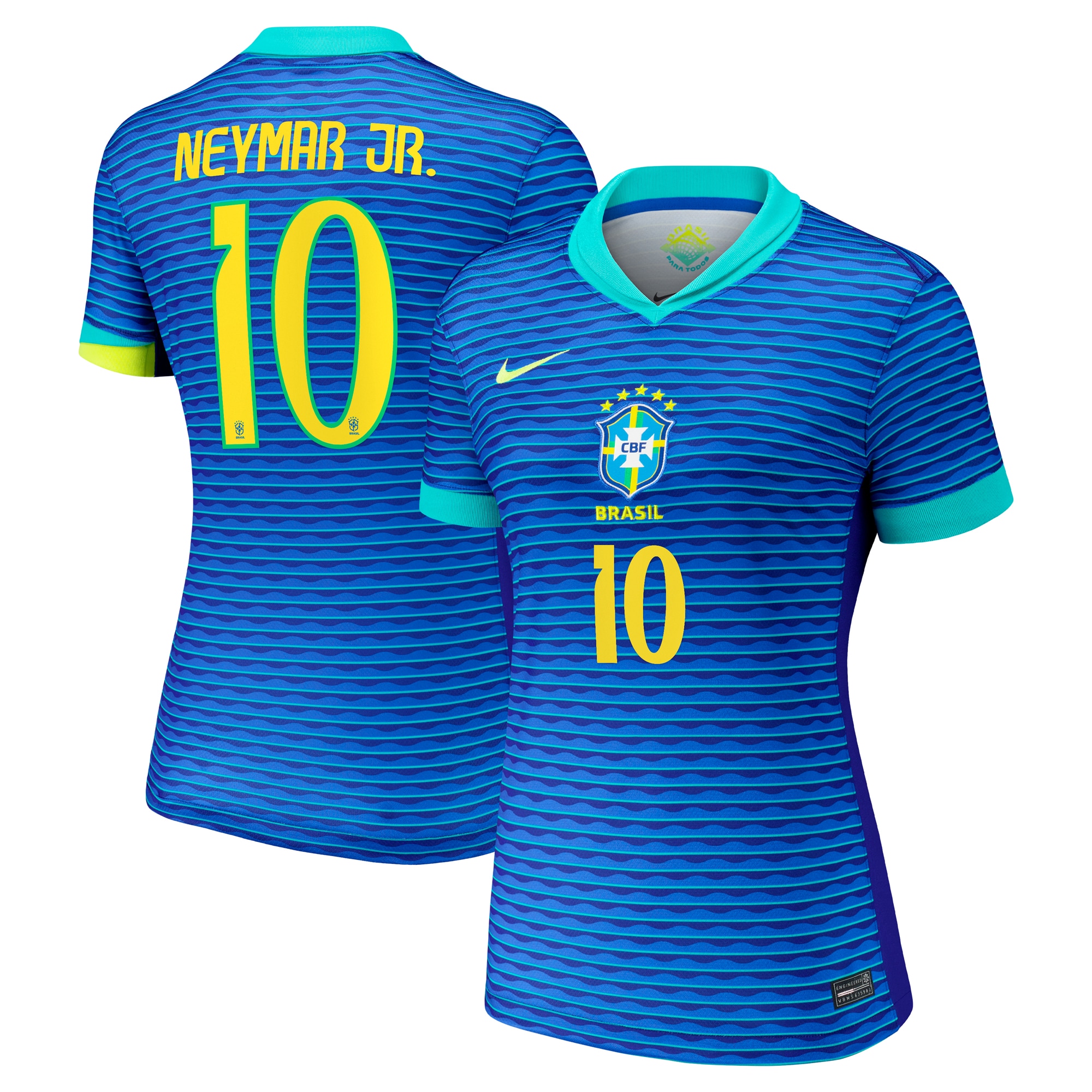 Neymar Jr. Brazil National Team Women's 2024 Away Stadium Player Jersey – Blue