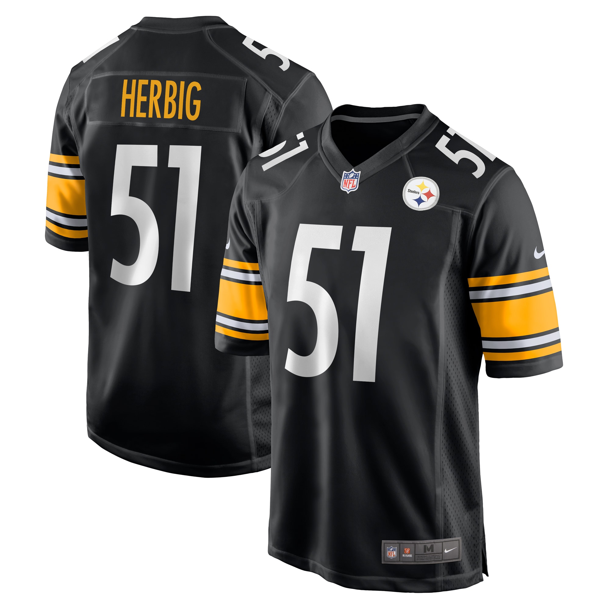 Nick Herbig Pittsburgh Steelers Game Jersey - Black