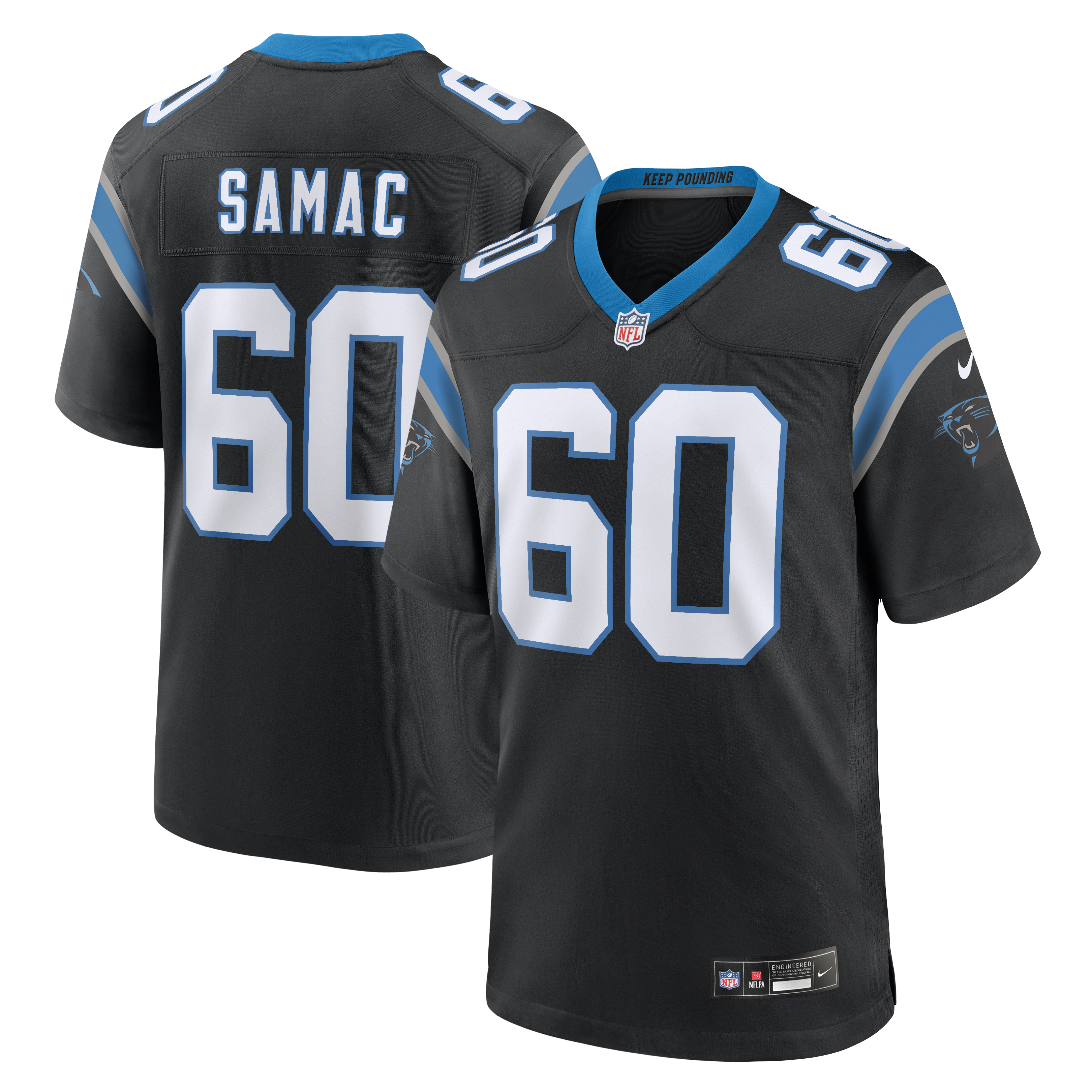 Nick Samac Carolina Panthers Team Game Jersey - Black