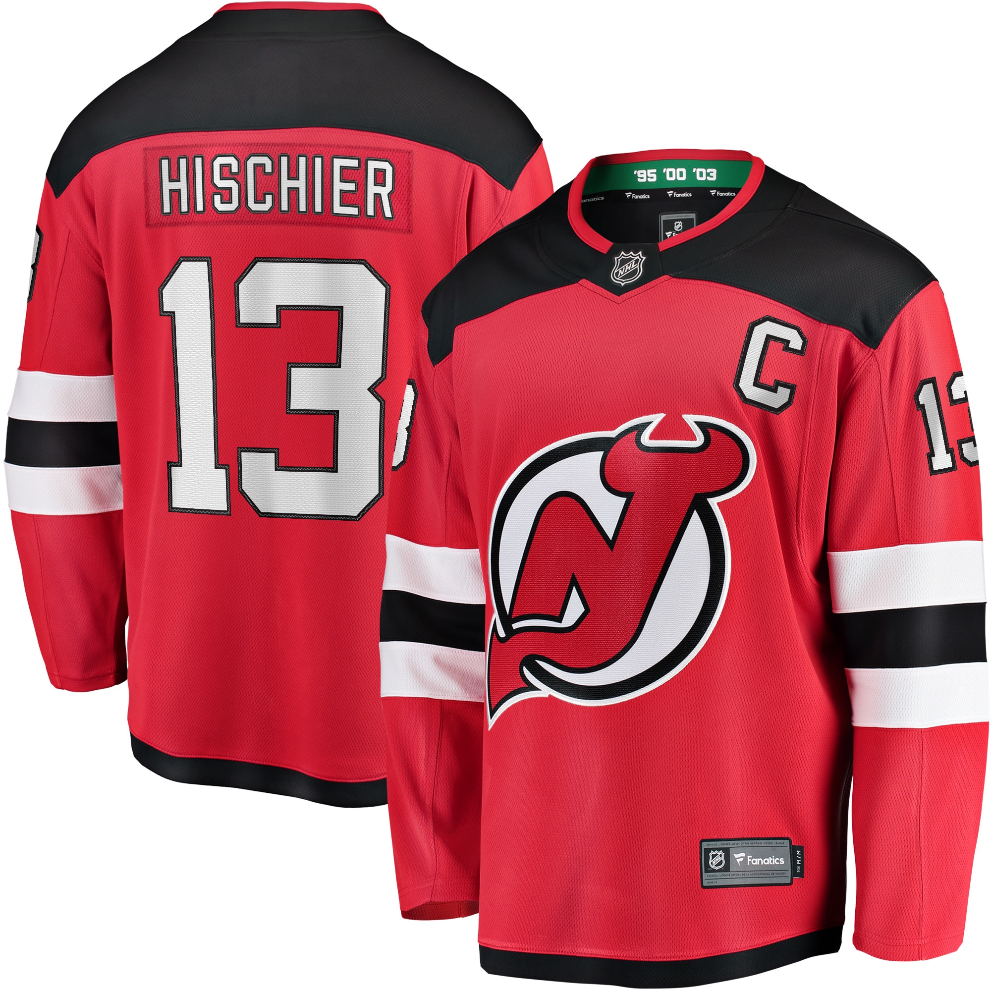 Nico Hischier New Jersey Devils Fanatics Captain Patch Home Breakaway Jersey - Red