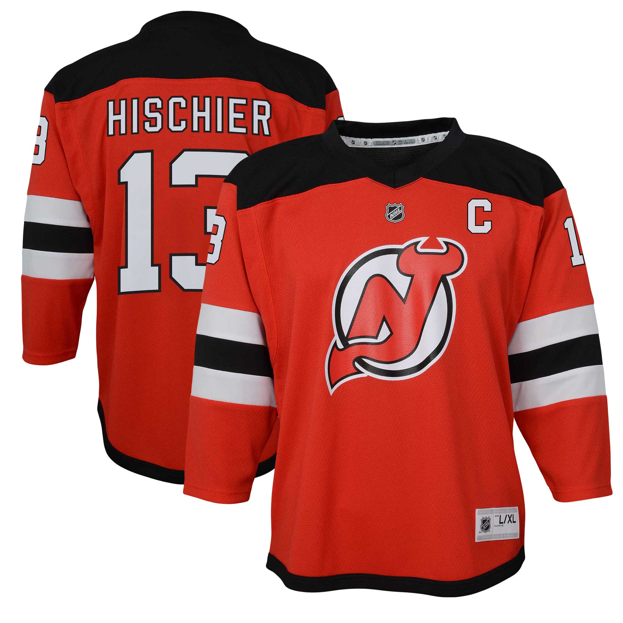 Nico Hischier New Jersey Devils Youth Captain Patch Home Player Jersey - Red