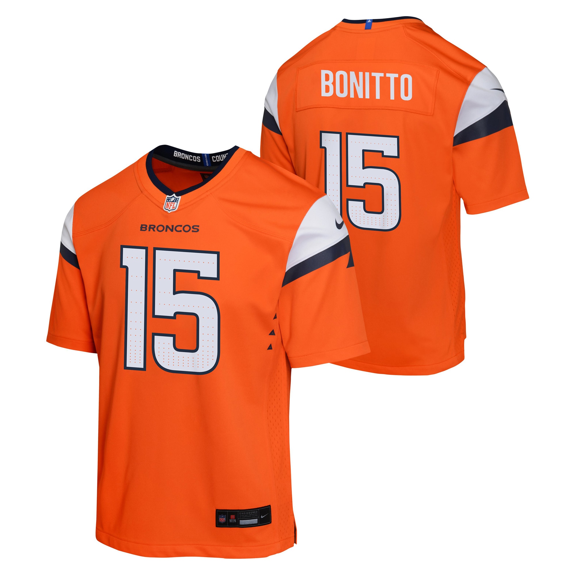 Nik Bonitto Denver Broncos Youth Alternate Game Jersey - Orange