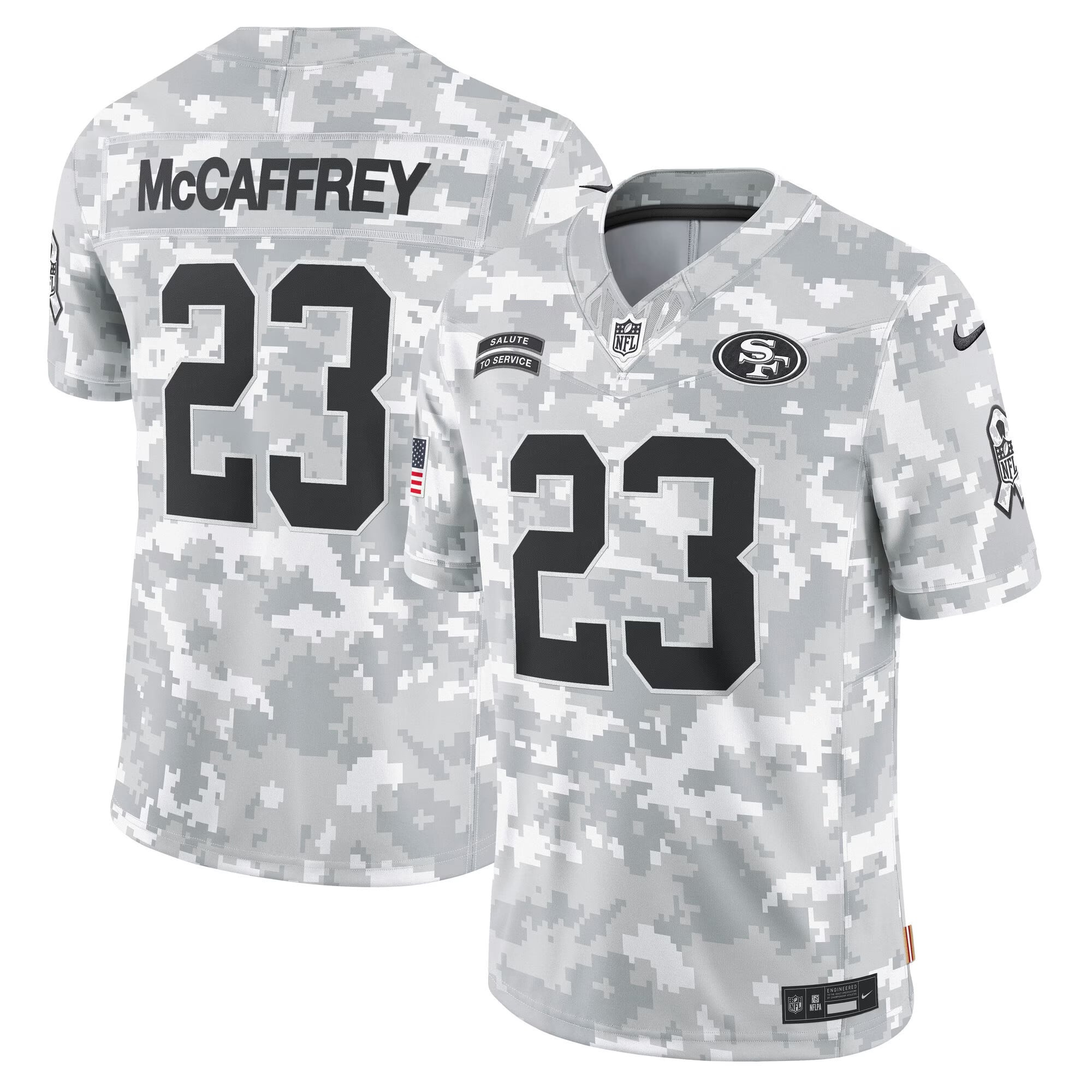 Nike 49ers McCaffrey Camo Jersey - Salute to Service