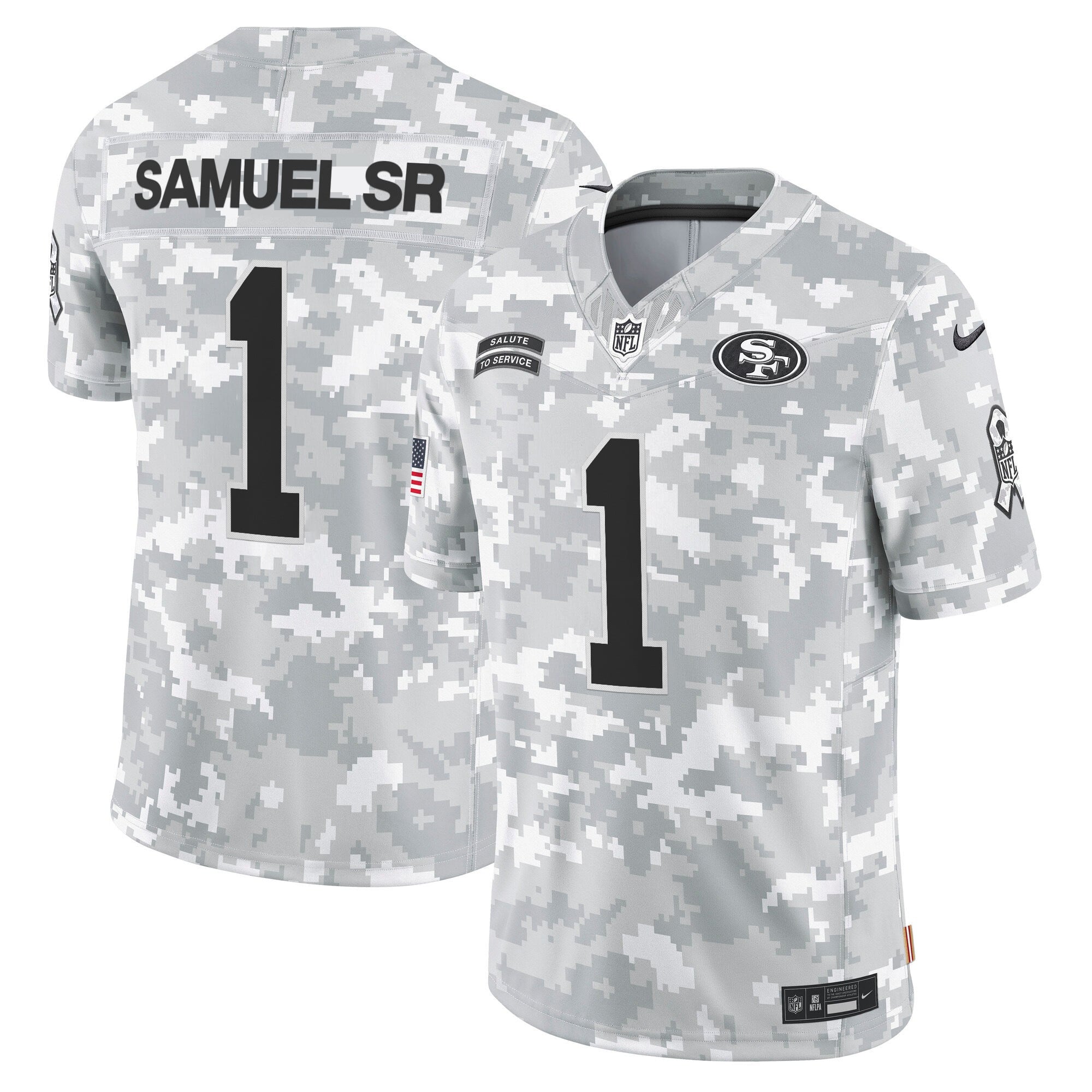 Alternative view of Nike 49ers McCaffrey Camo Jersey - Salute to Service