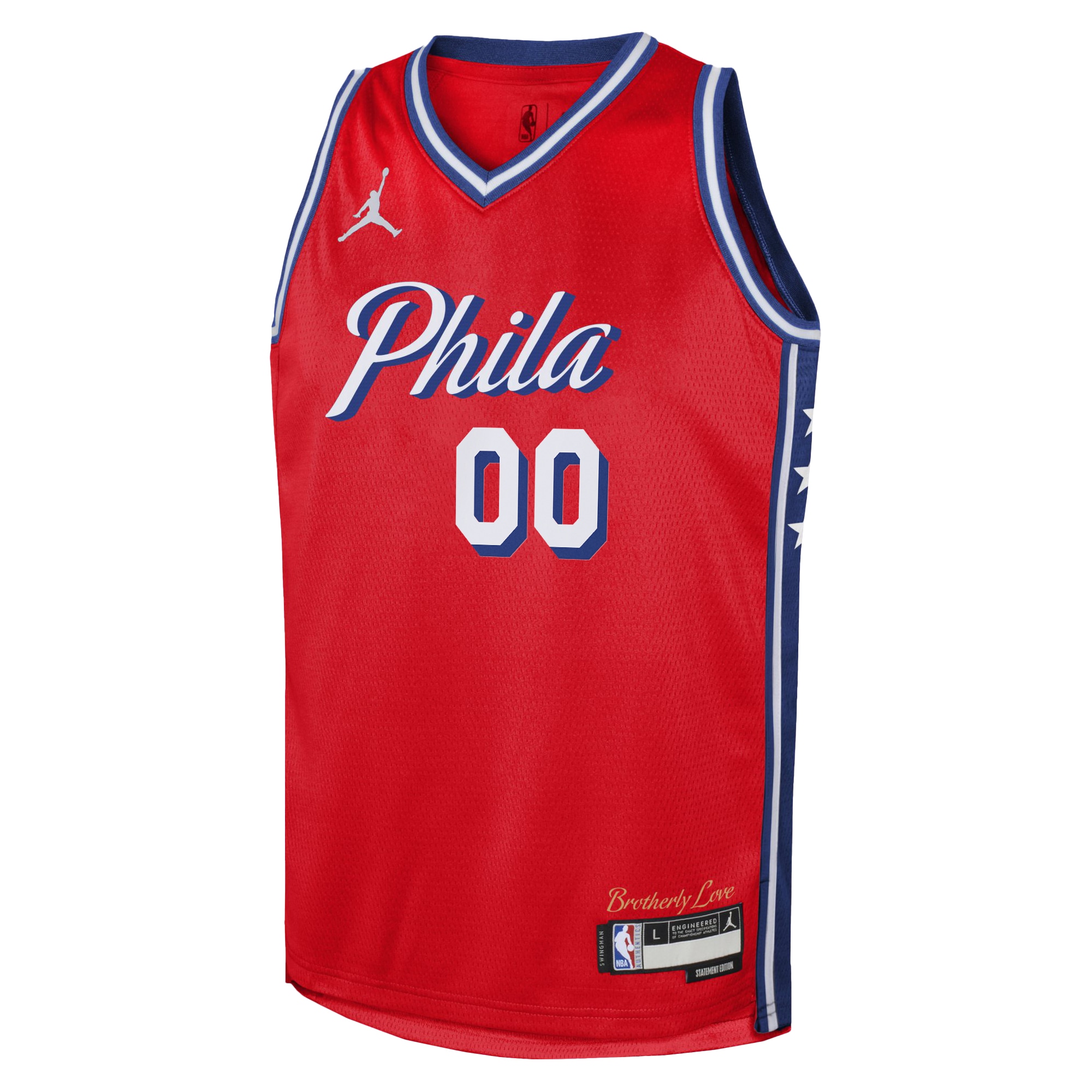 Alternative view of Nike 76ers Red Custom Jersey - Statement Edition