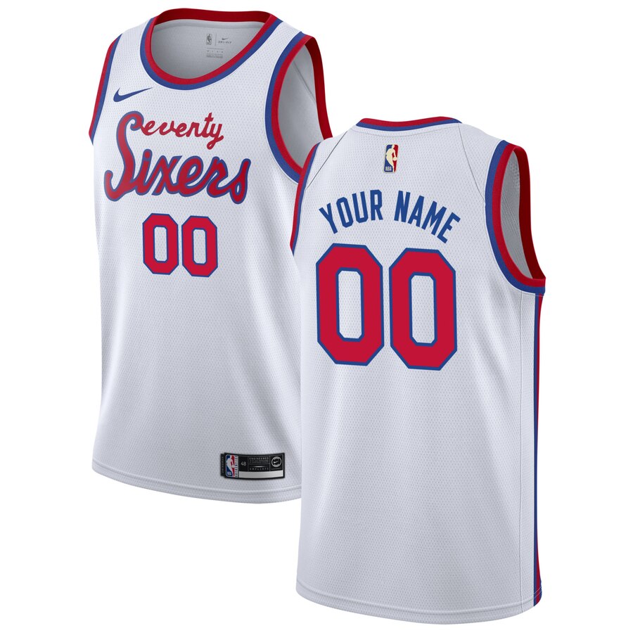 Nike 76ers White Custom Jersey - Nike 76ers White Jersey - Custom