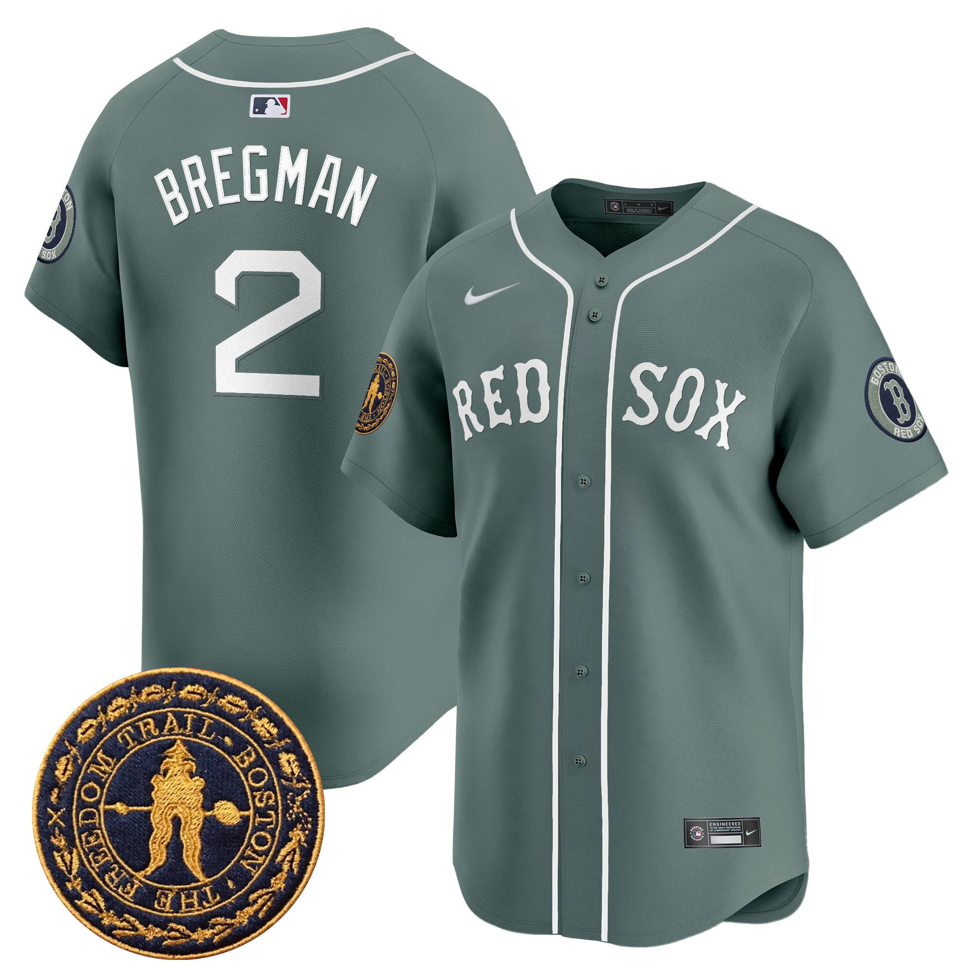 Alternative view of Nike Abreu Red Sox Olive Jersey - Freedom Trail Edition