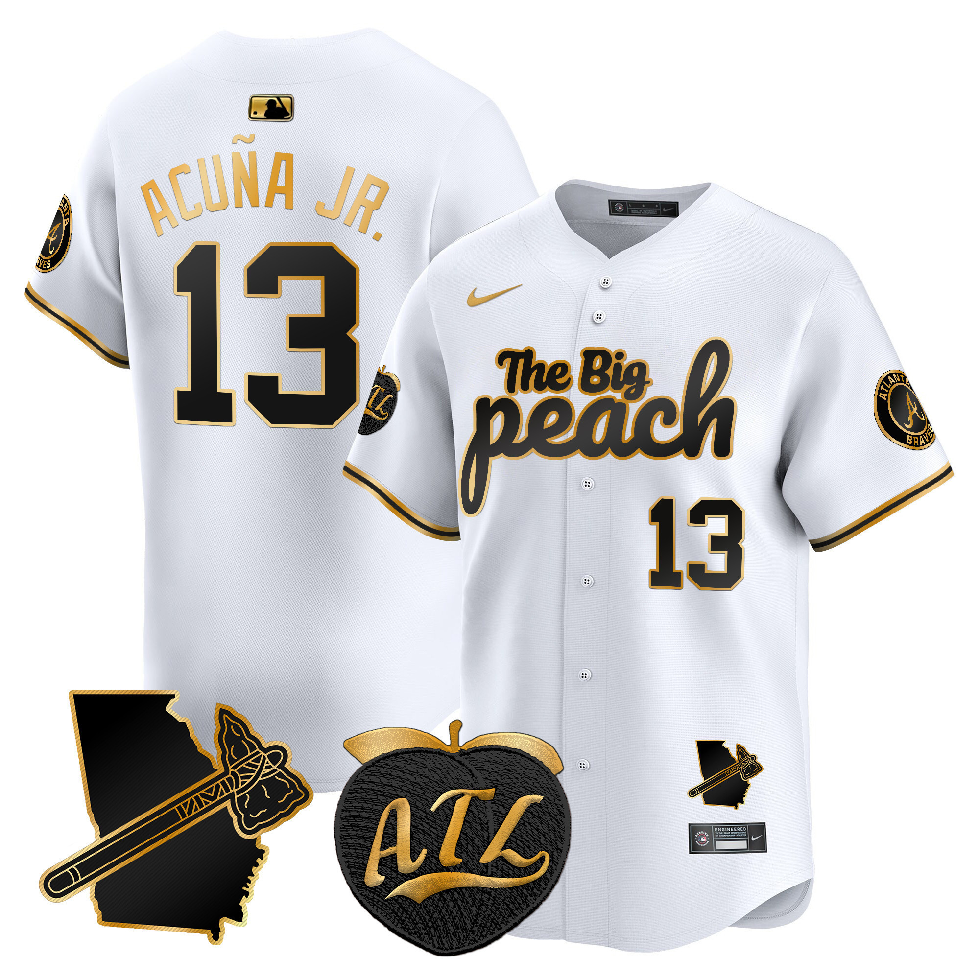 Nike Acuna Jr. Braves Jersey - White “Big Peach” Edition