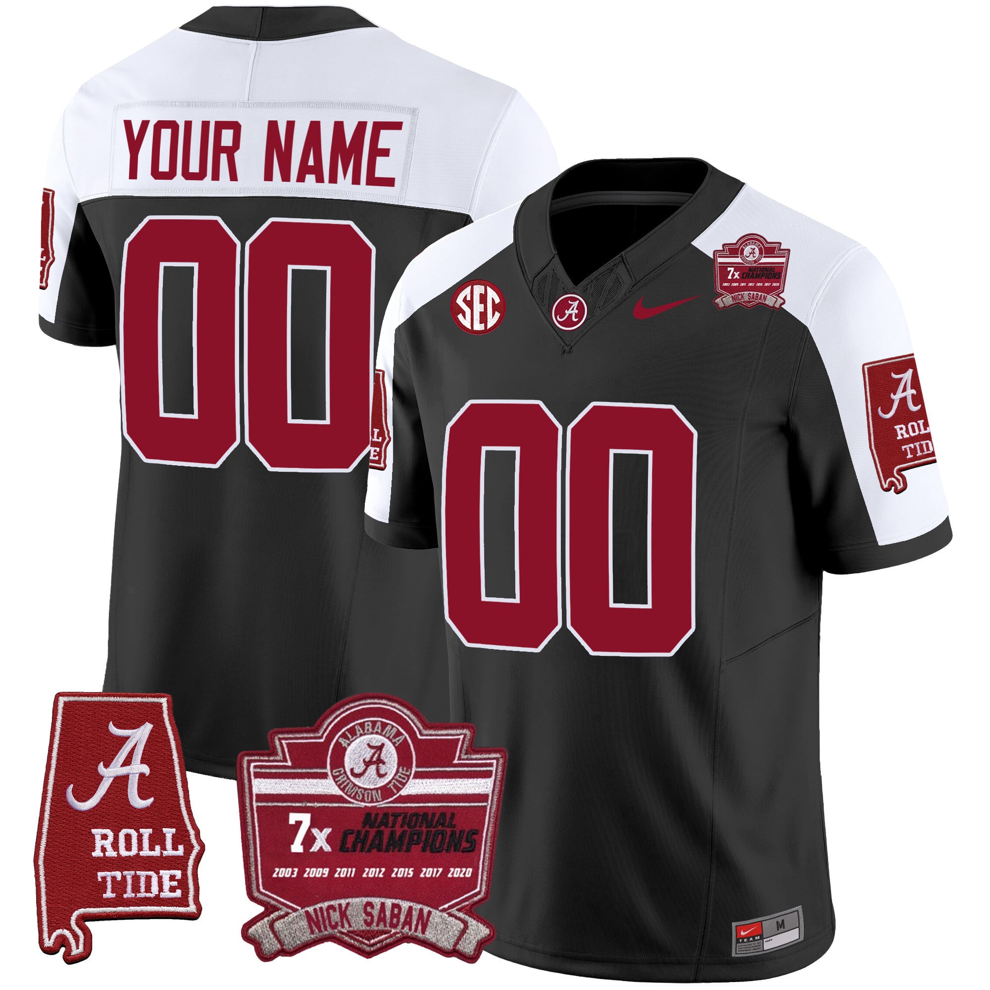 Nike Alabama Crimson Tide Black Jersey - Custom Name & Number