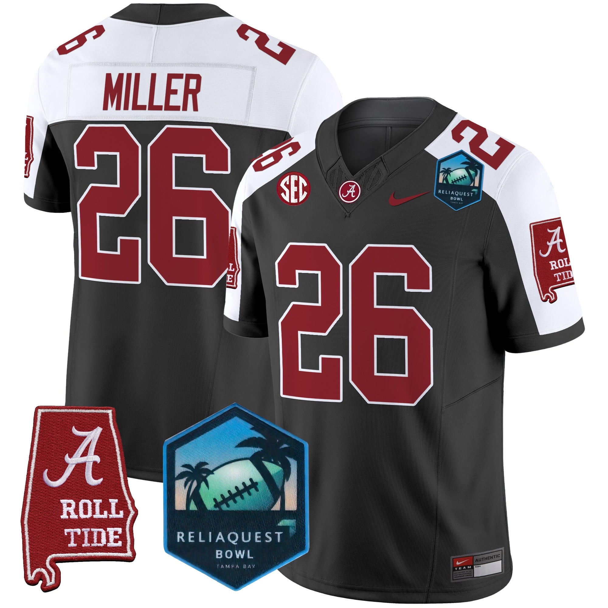 Alternative view of Nike Alabama Milroe #4 Jersey - ReliaQuest Bowl Edition