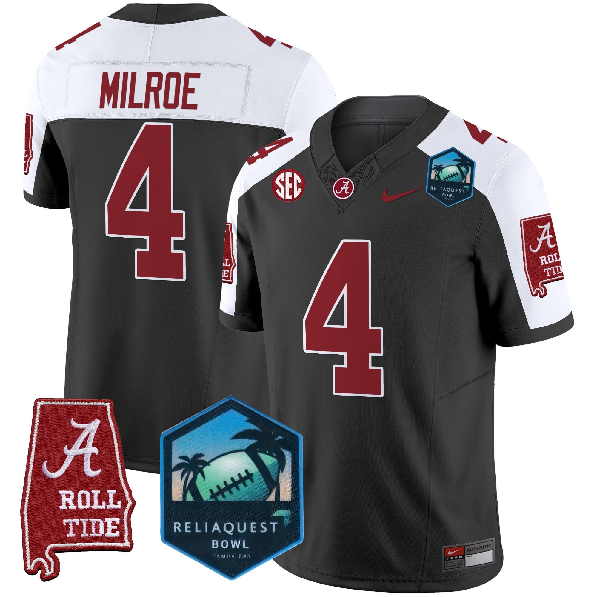 Nike Alabama Milroe #4 Jersey - ReliaQuest Bowl Edition
