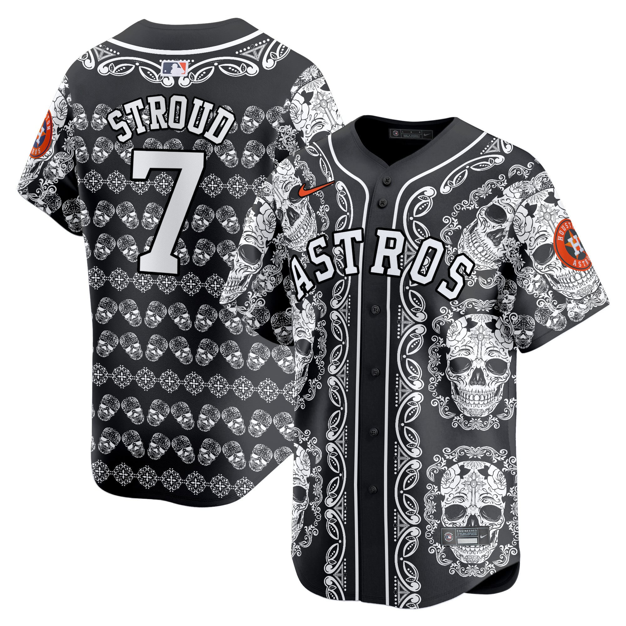 Alternative view of nike Altuve Astros Sugar Skull Jersey - Altuve Astros Sugar Skull