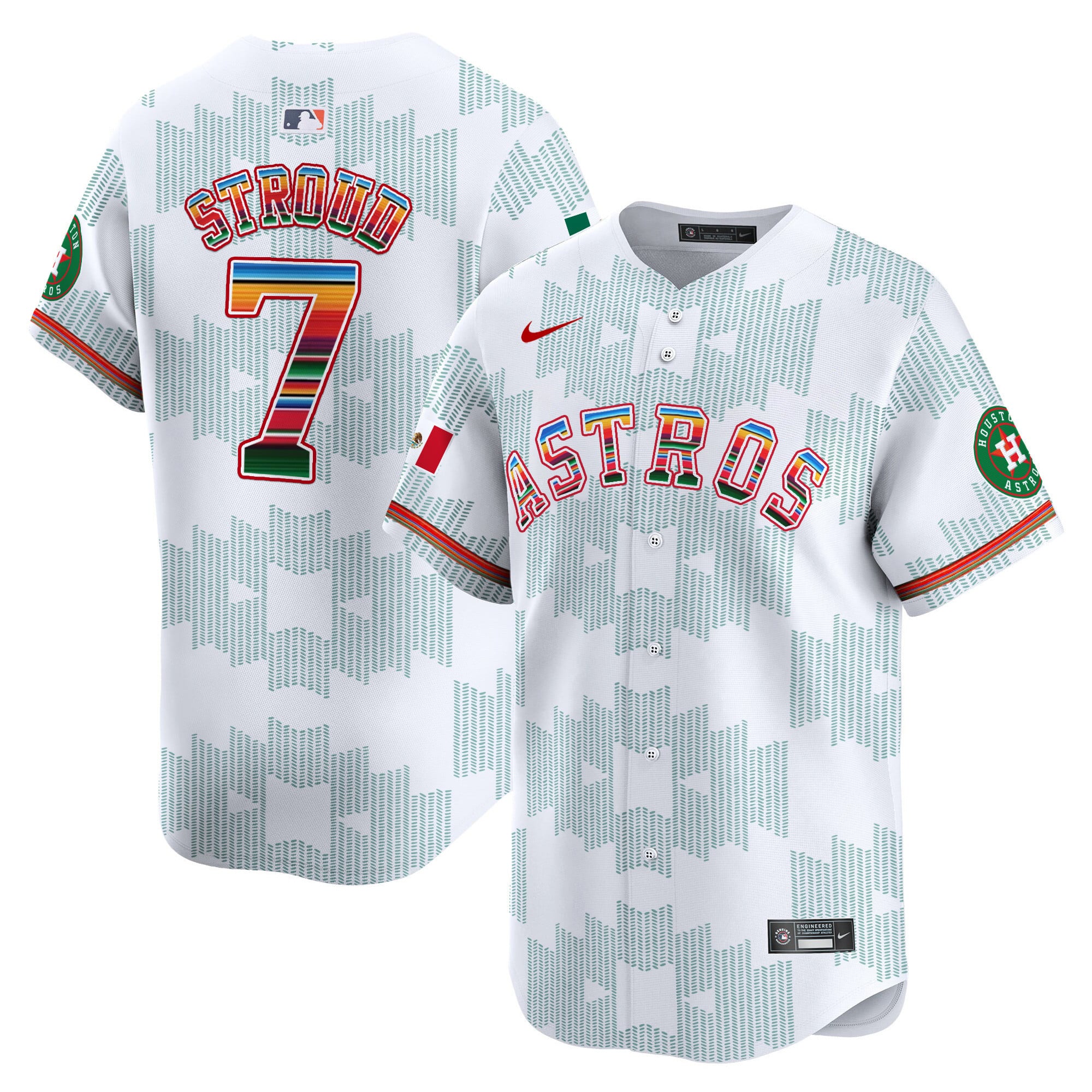 Alternative view of Nike Altuve Serape Jersey - Nike Altuve Astros Jersey - White Serape