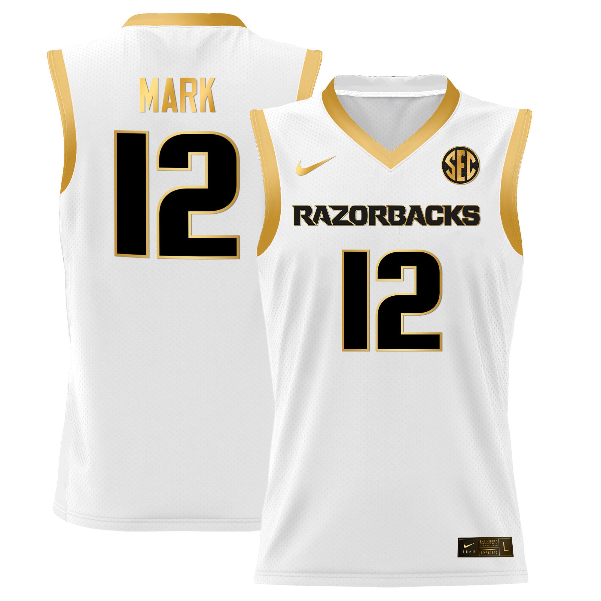 Nike Arkansas Razorbacks #12 White Jersey - Official NCAA Gear