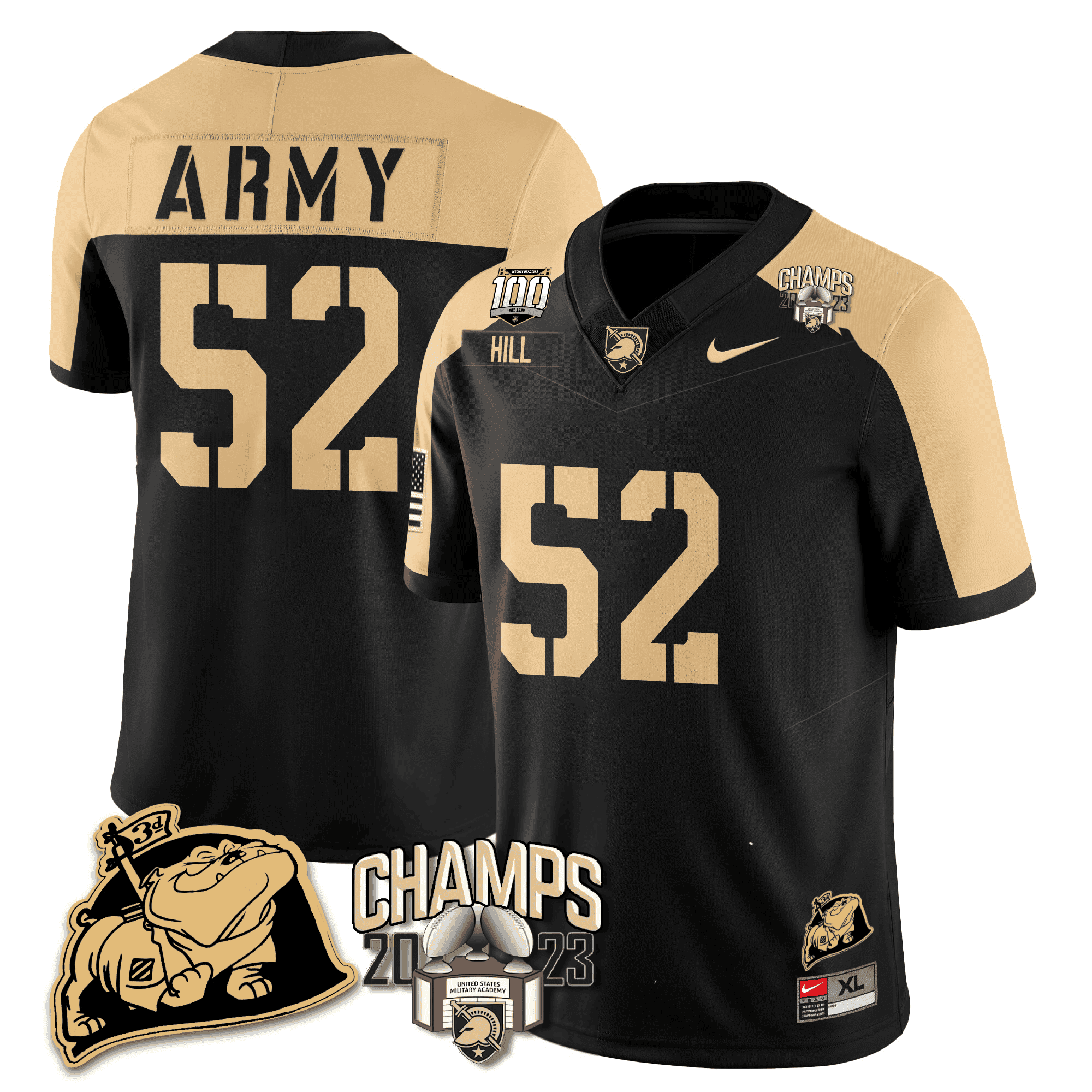 Nike Army Black Knights #52 Jersey - Gold Accents
