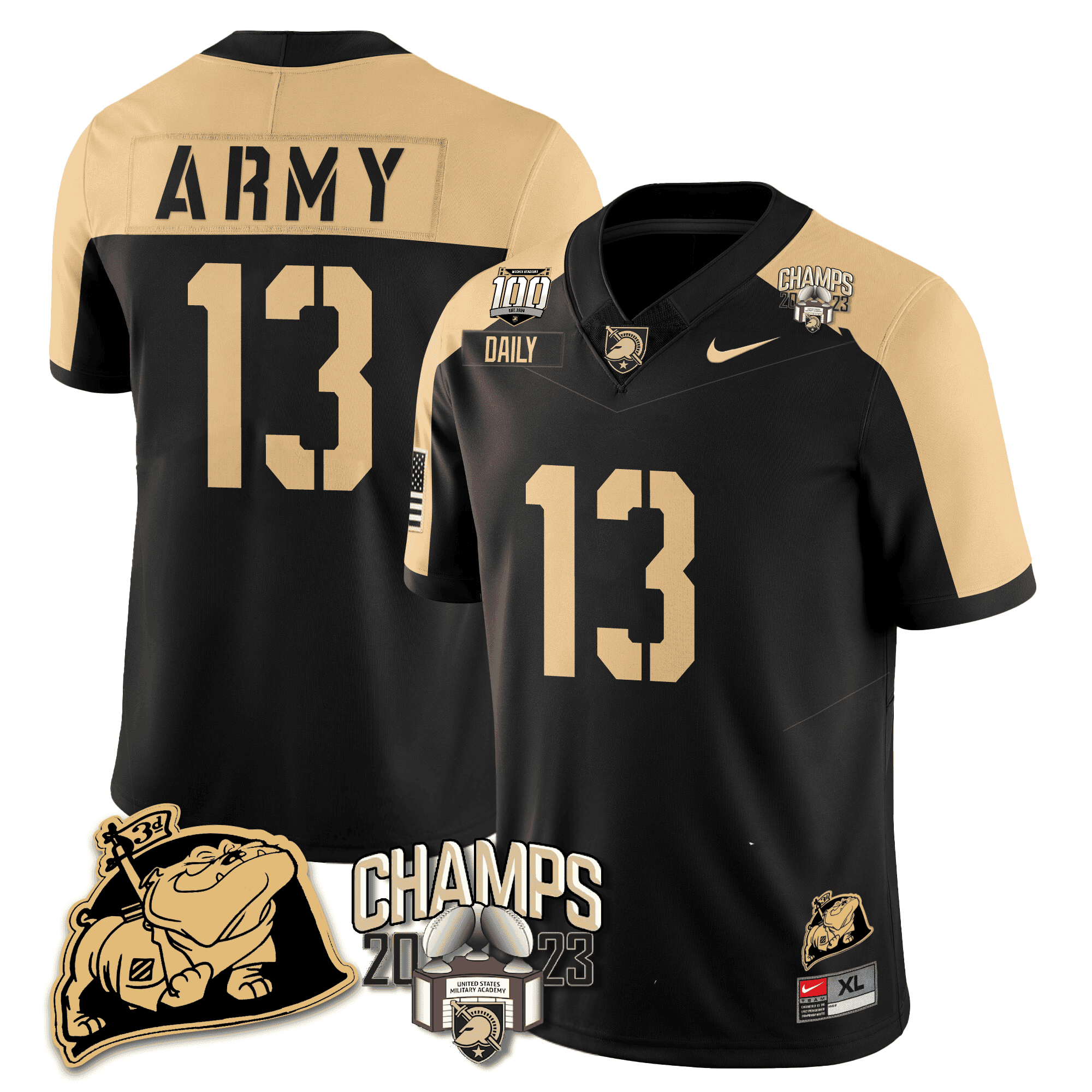 Alternative view of Nike Army Black Knights #52 Jersey - Gold Accents