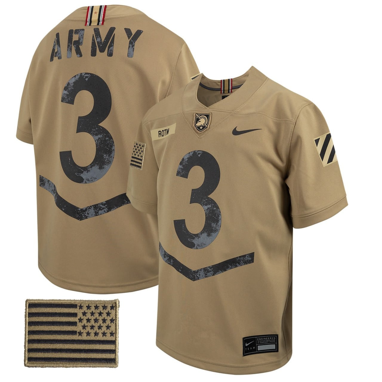 Nike Army Tan Jersey - Nike Army Black Knights #3 Tan Jersey - Limited