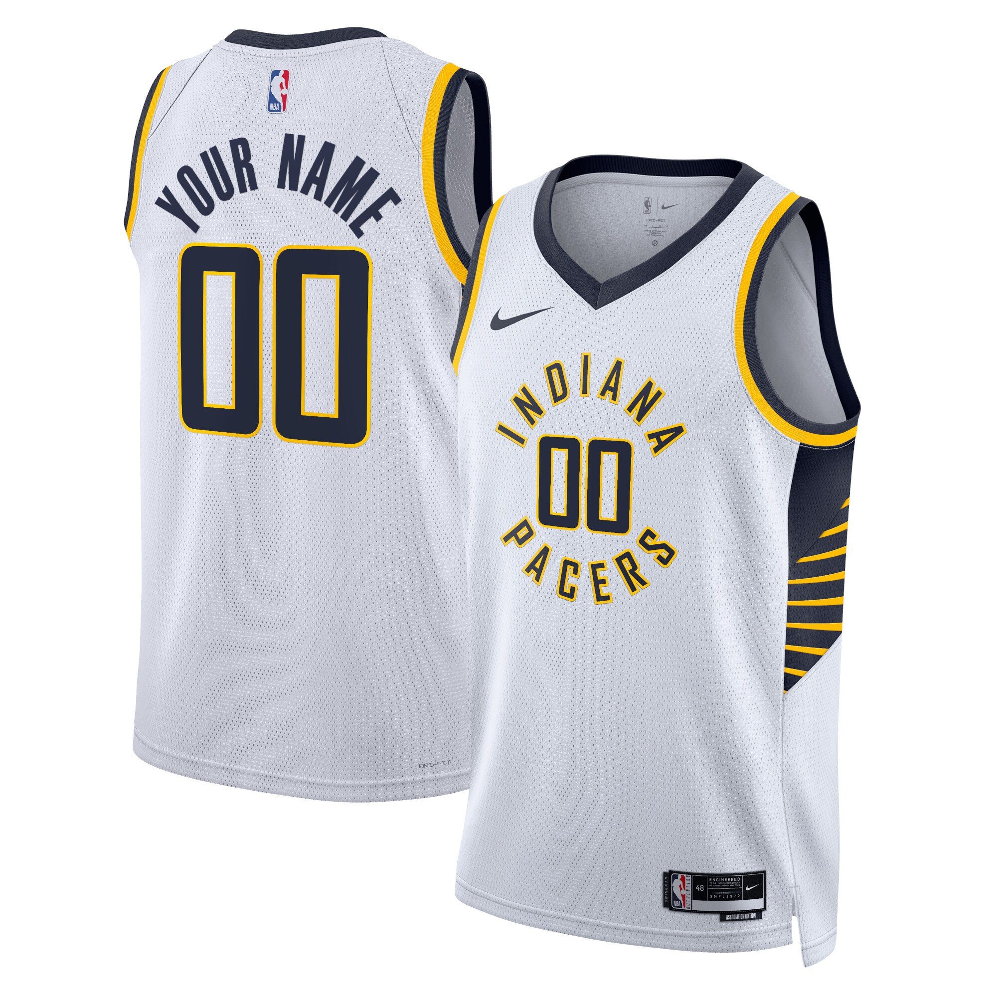 Alternative view of nike association Pacers White Custom Jersey - Nike Pacers White