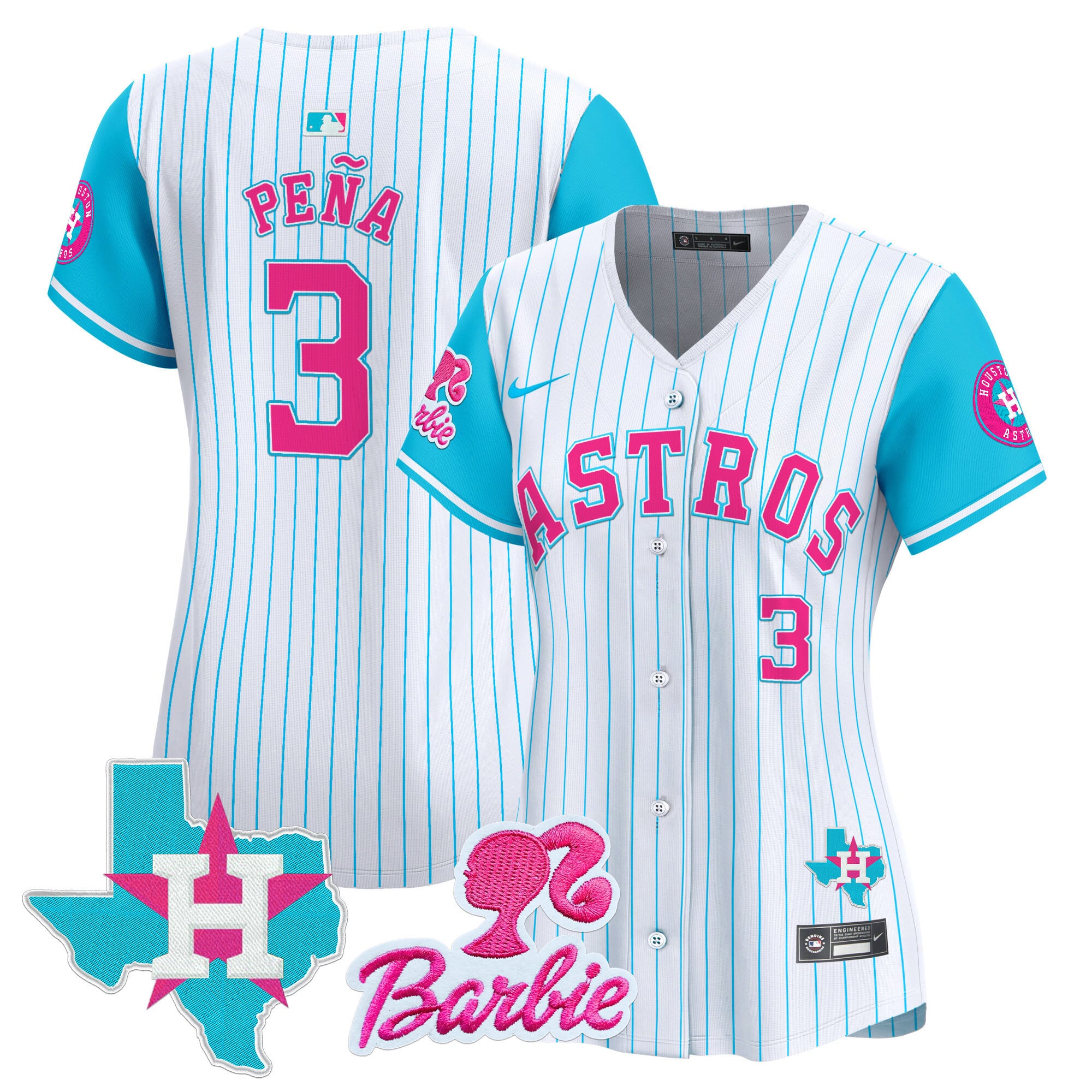 Alternative view of Nike Astros Barbie #59 Jersey - White & Turquoise