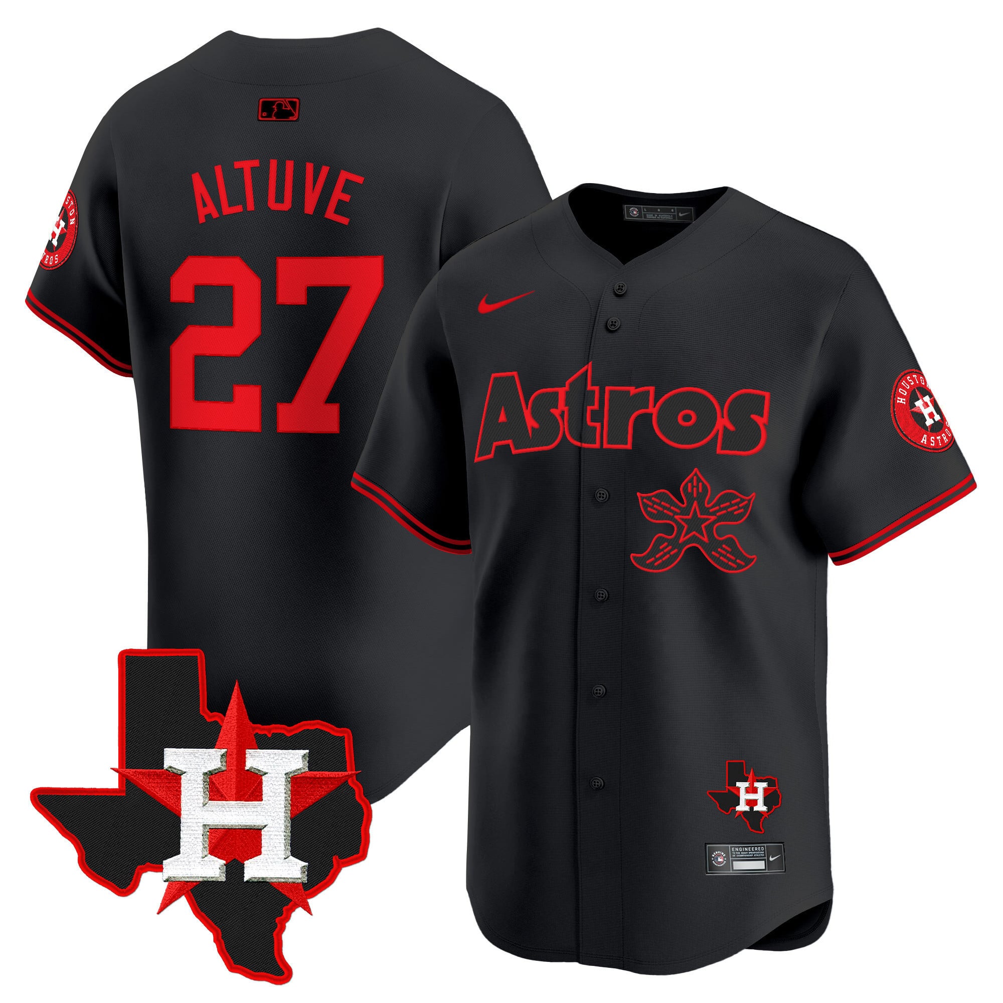 Alternative view of Nike Astros Black Jersey - Nike Astros Black City Connect Jersey - Red