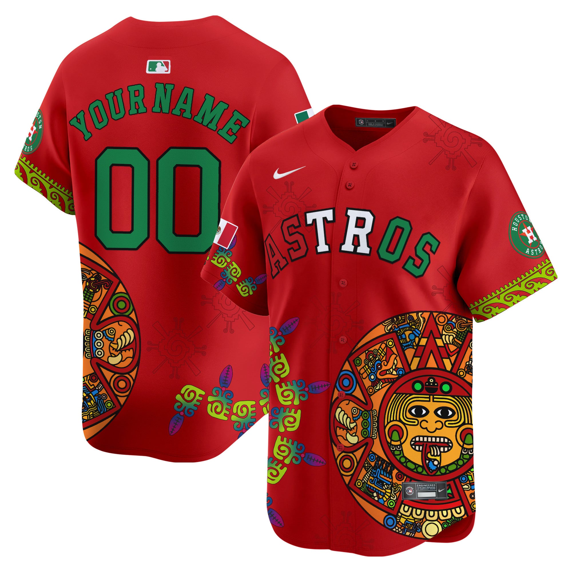 Alternative view of Nike Astros Green Mexico Jersey - Cultural Edition