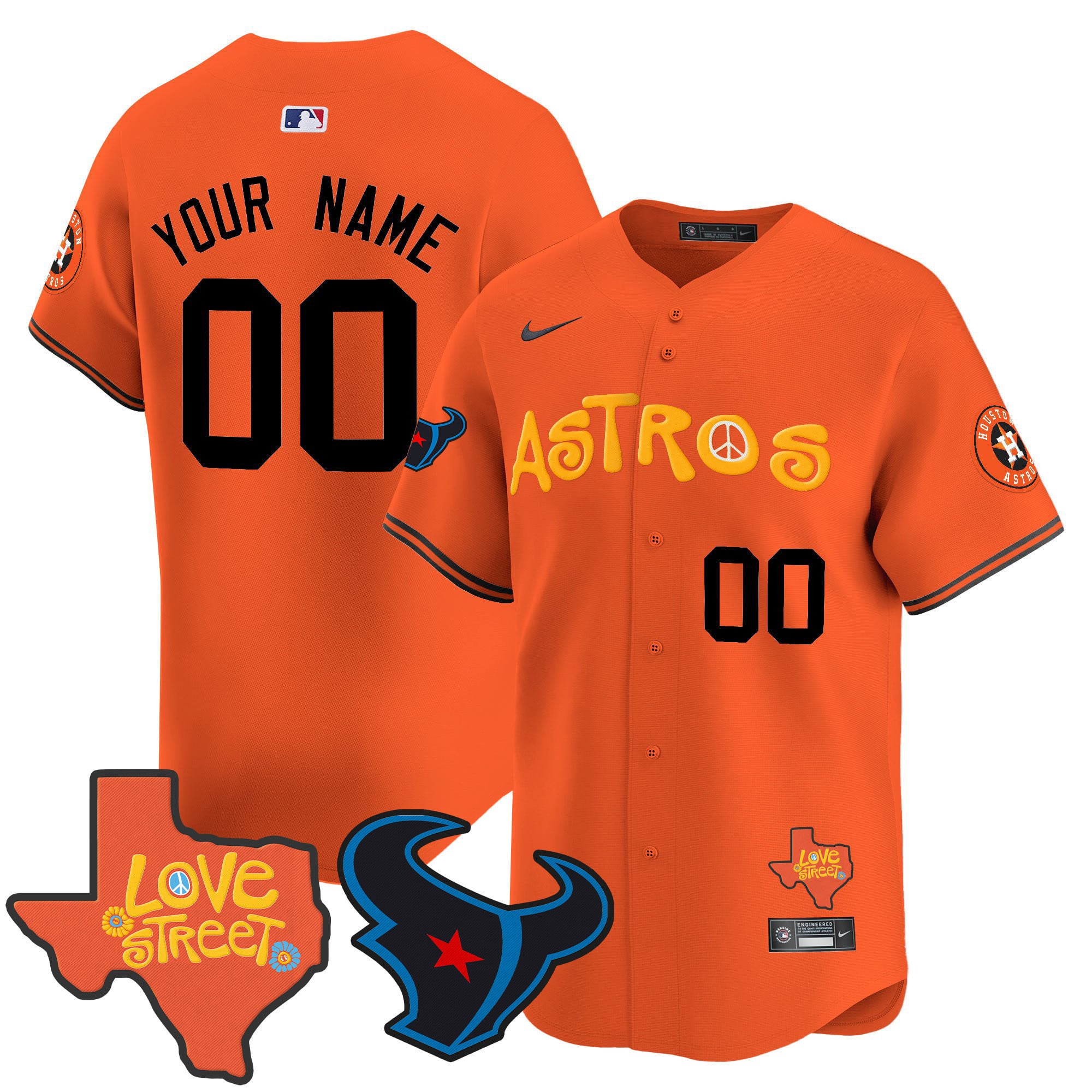 Alternative view of Nike Astros Love Street Jersey - Nike Astros Light Blue Jersey - Love