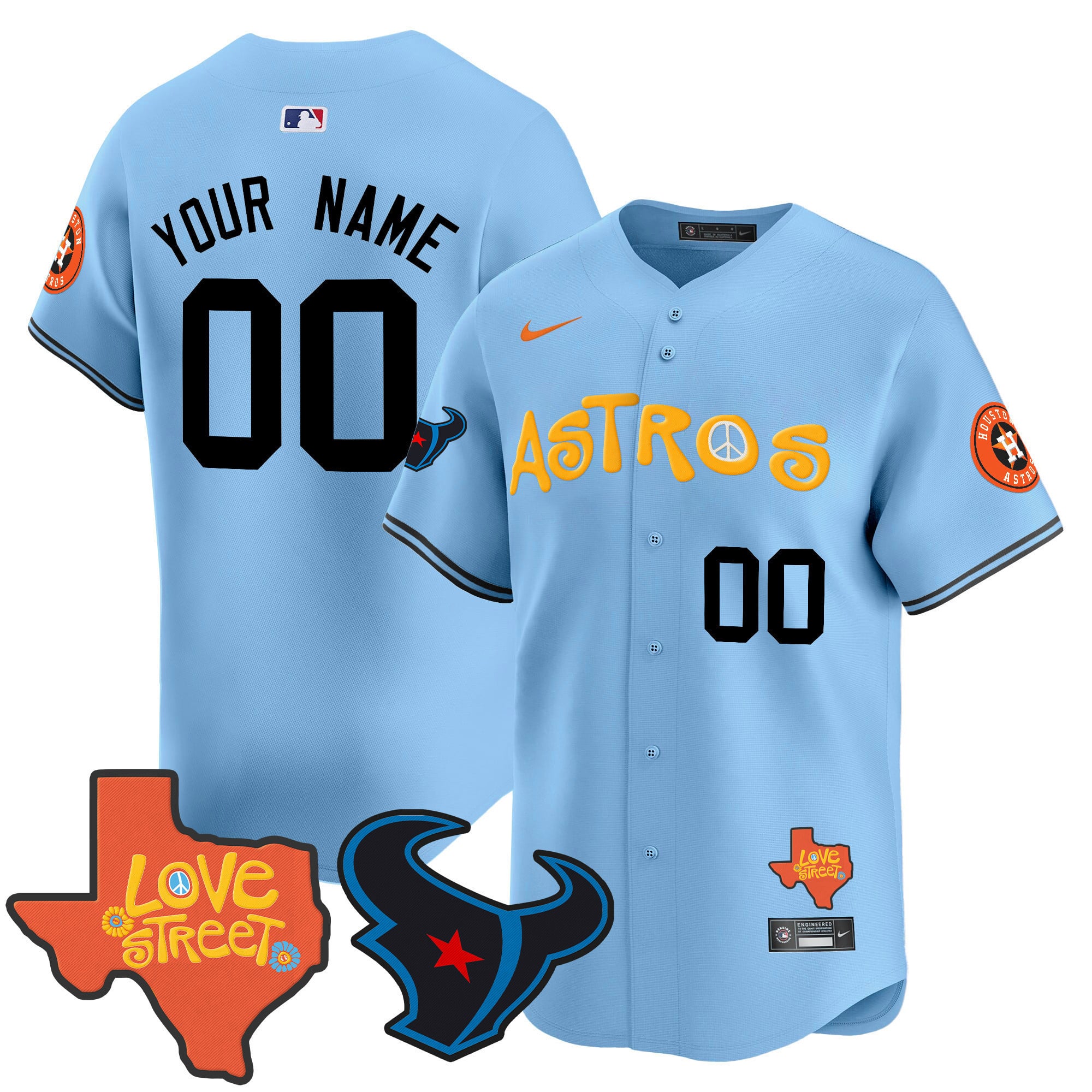 Nike Astros Love Street Jersey - Nike Astros Light Blue Jersey - Love