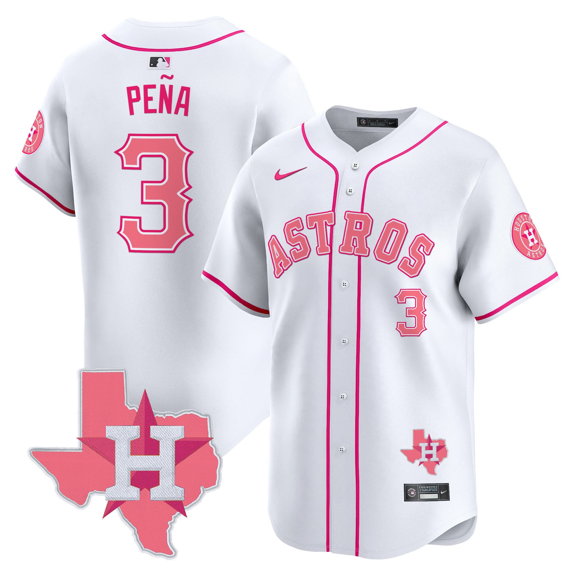Alternative view of nike Astros Peña Pink Jersey - Nike Astros Peña #3 Pink Jersey