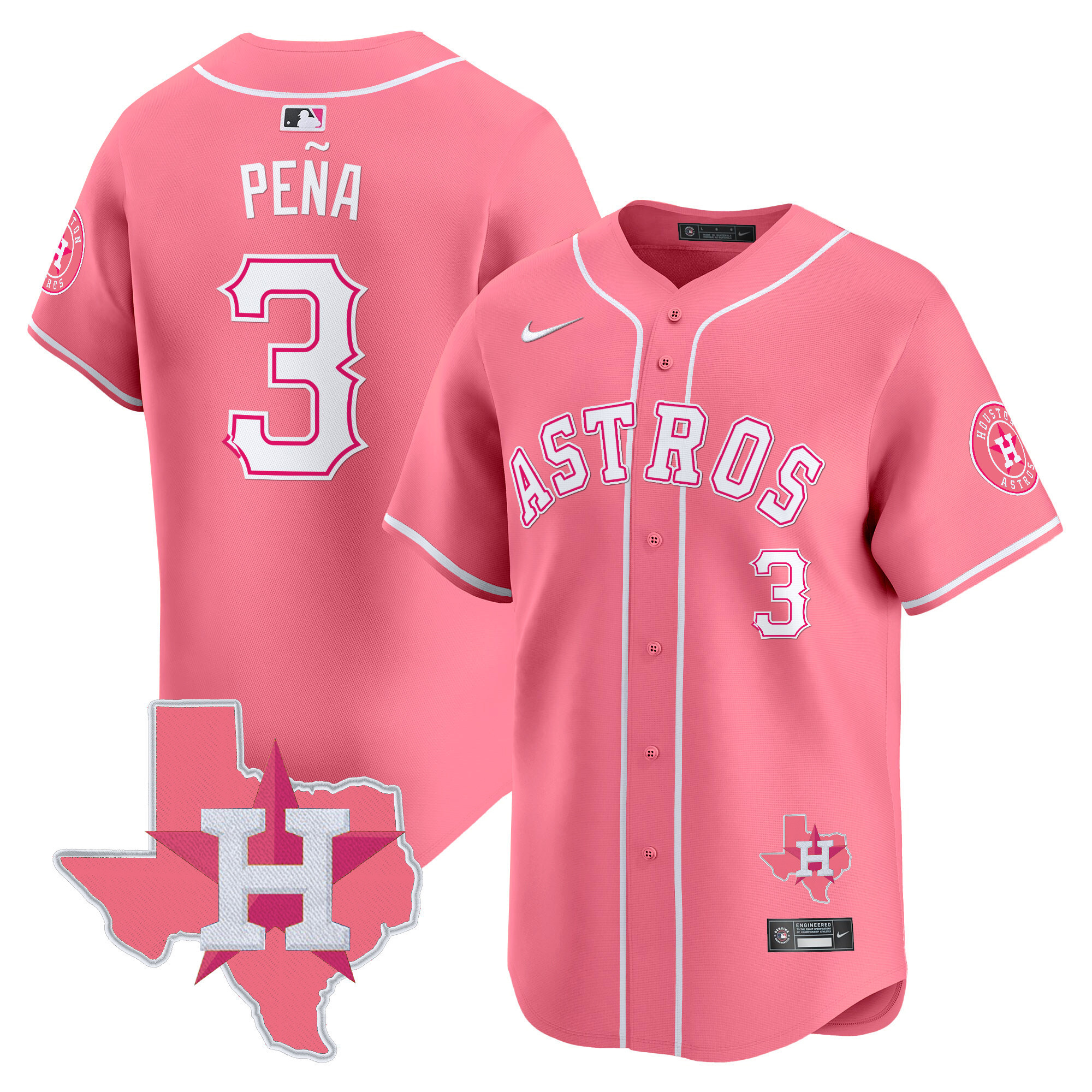 nike Astros Peña Pink Jersey - Nike Astros Peña #3 Pink Jersey