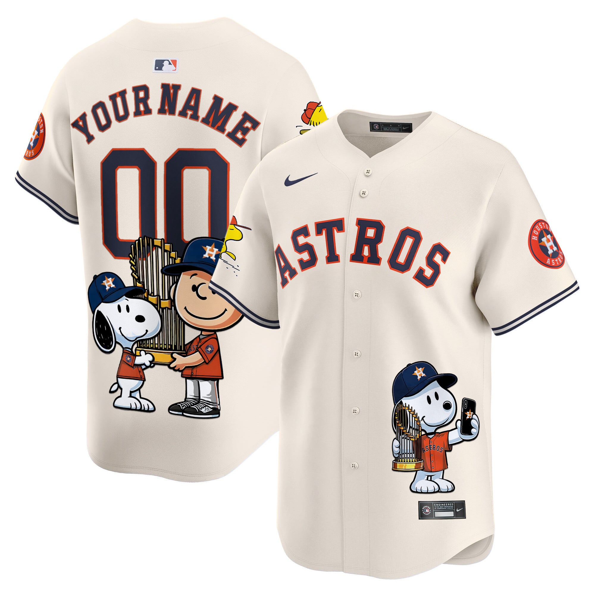 Nike Astros Snoopy Jersey - Ivory Baseball Shirt
