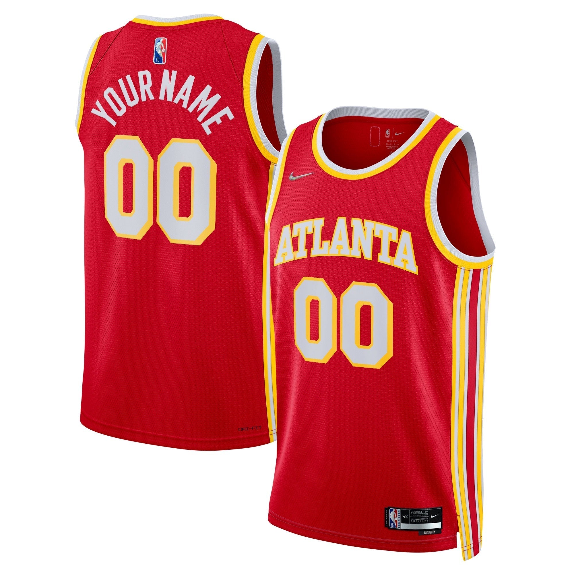 Nike Atlanta Hawks Custom Red Jersey - Icon Edition