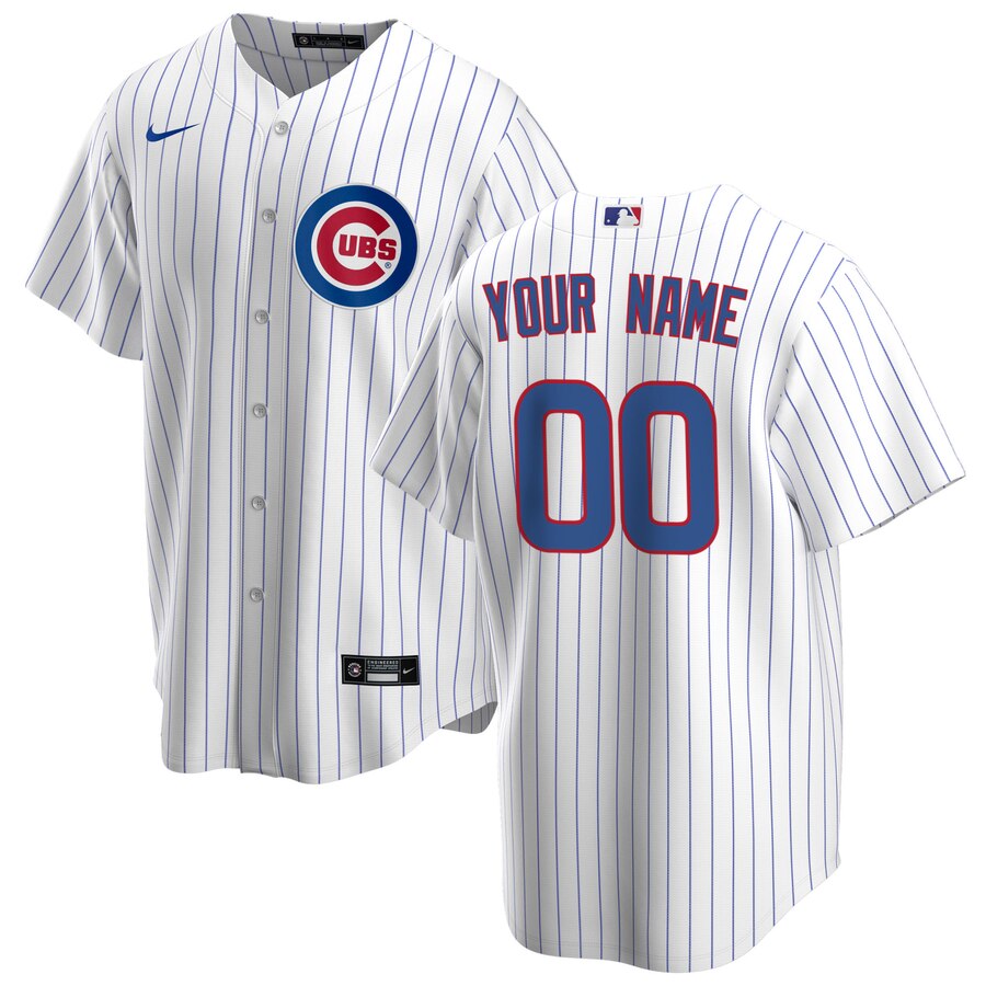 nike authentic Cubs White Pinstripe Custom Jersey - Cubs White