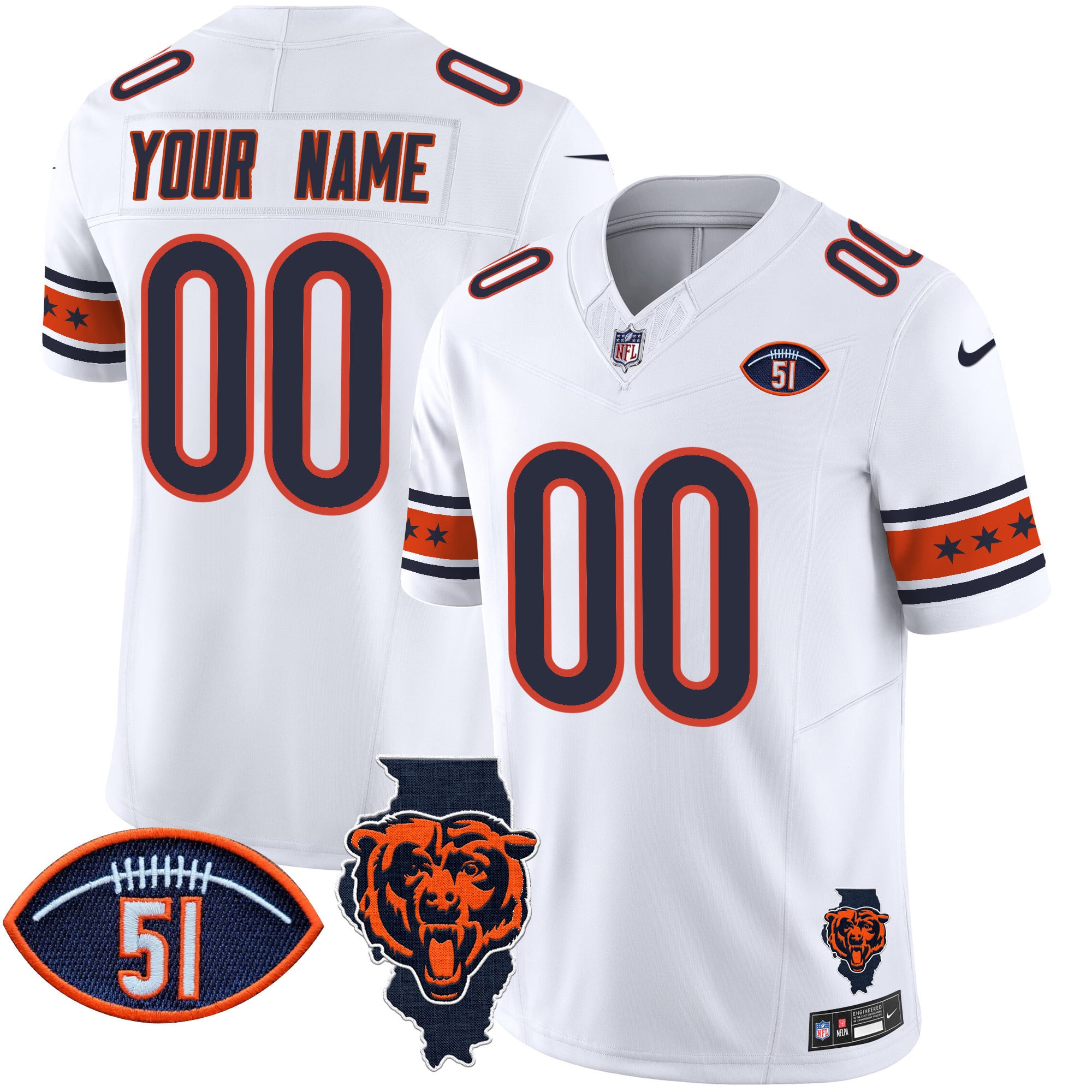 Alternative view of Nike Bears Custom Navy Jersey - Personalized Football Style