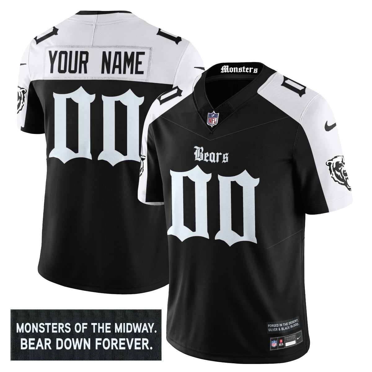 Nike Bears Monsters Black Jersey - Customizable