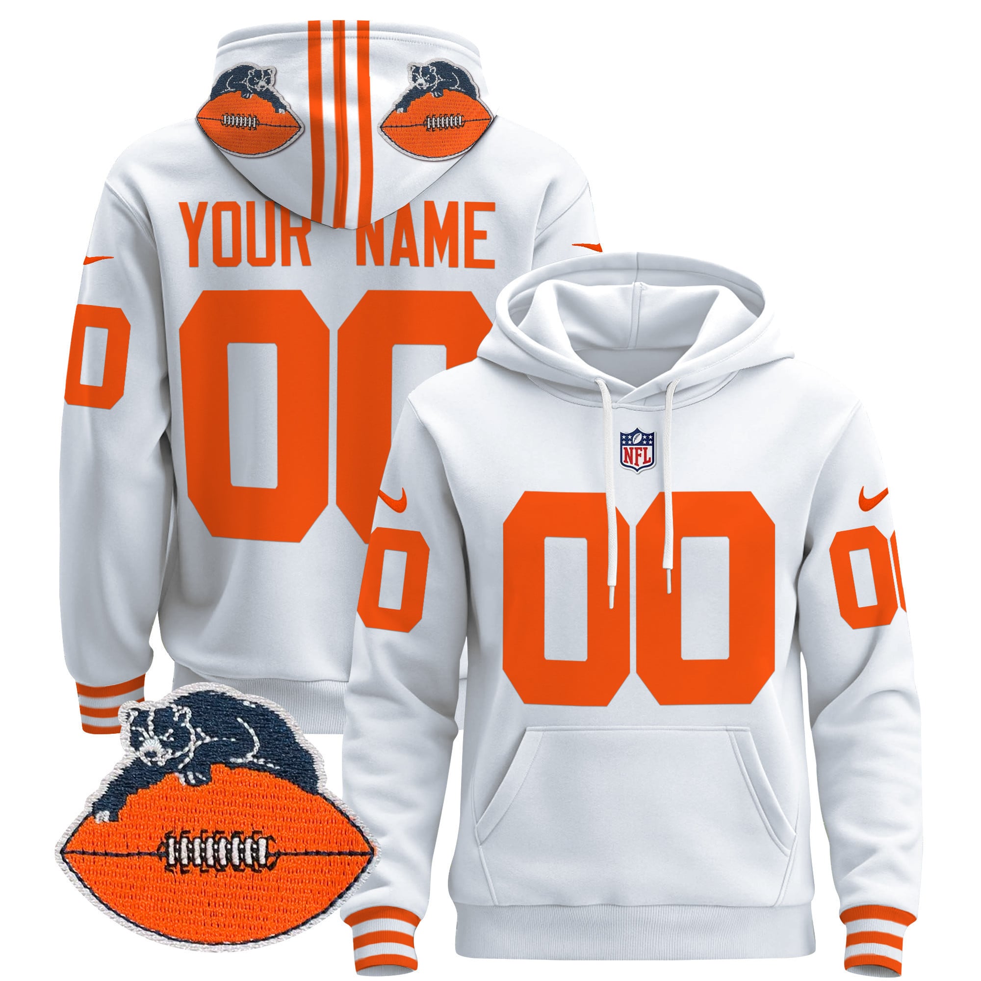 Alternative view of Nike Bears Navy Hoodie - Custom Name & Number