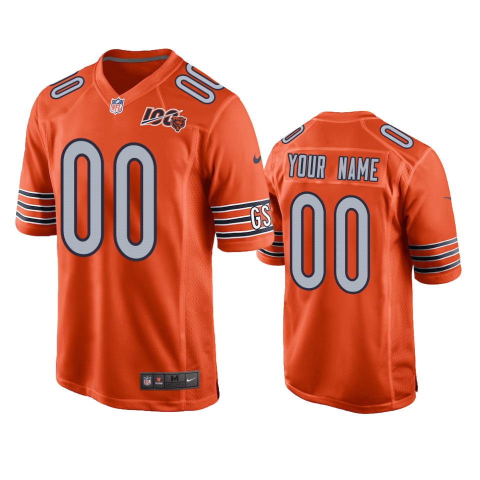 Nike Bears Orange Custom Jersey - Nike Chicago Bears Orange Custom