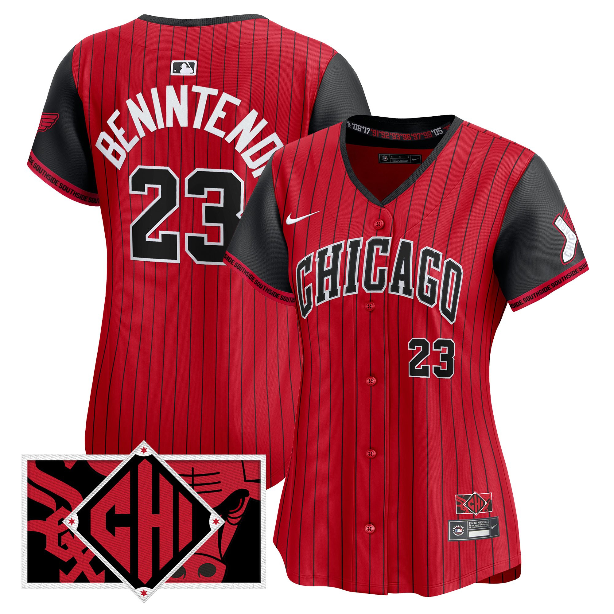Nike Benintendi Chicago Jersey - Red Pinstripe Edition