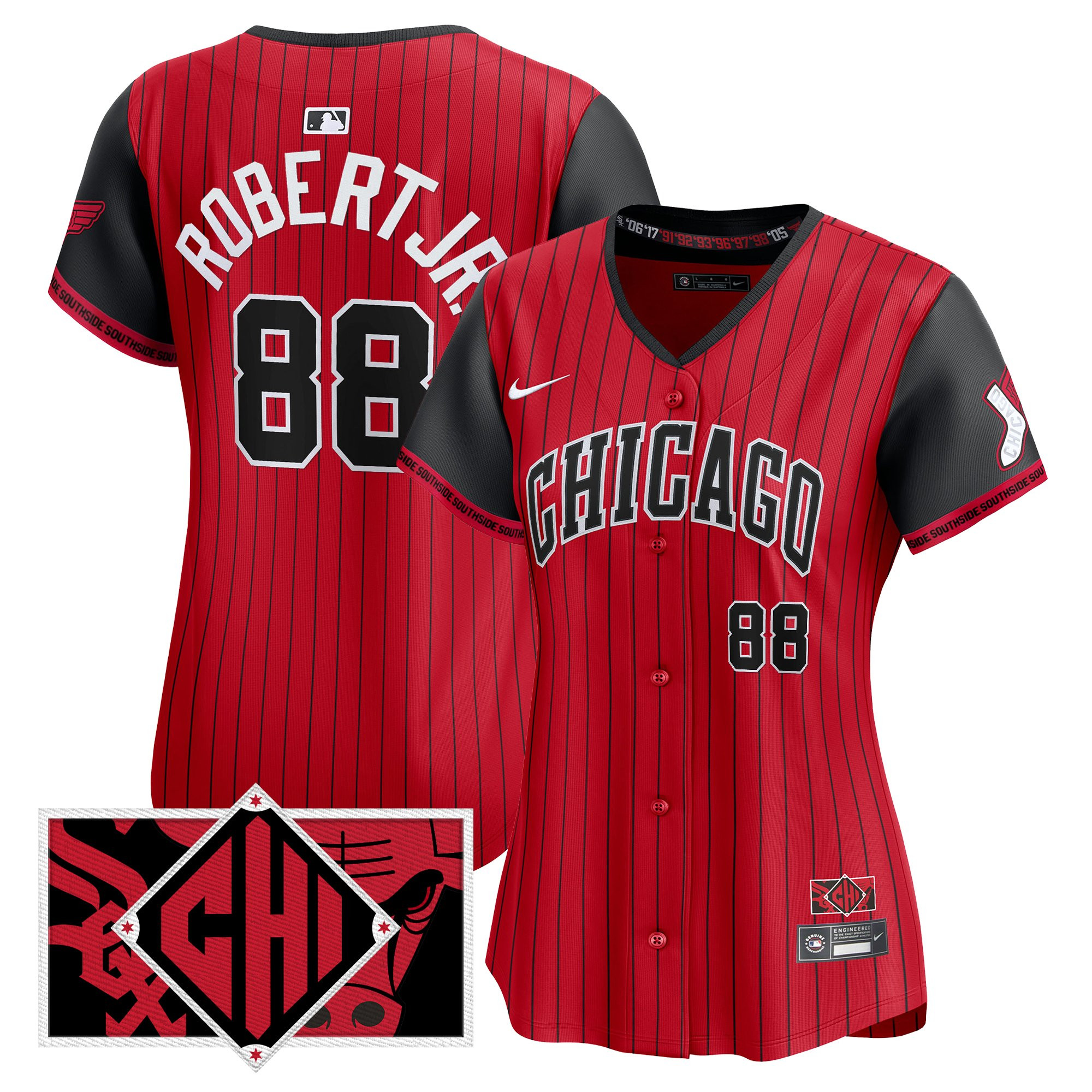 Alternative view of Nike Benintendi Chicago Jersey - Red Pinstripe Edition