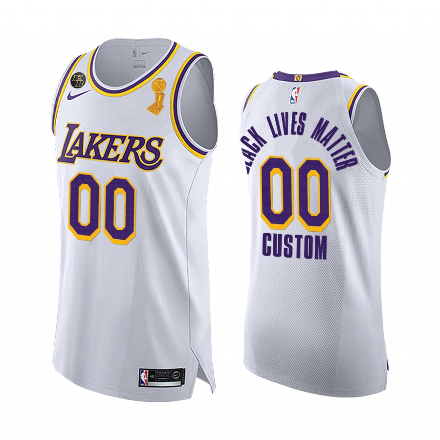 nike black Lakers White Custom Jersey - Nike Lakers White Custom