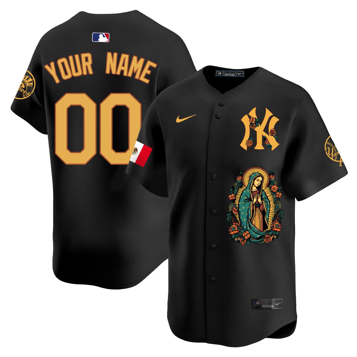 Nike Black Yankees La Virgen Jersey - Custom Edition