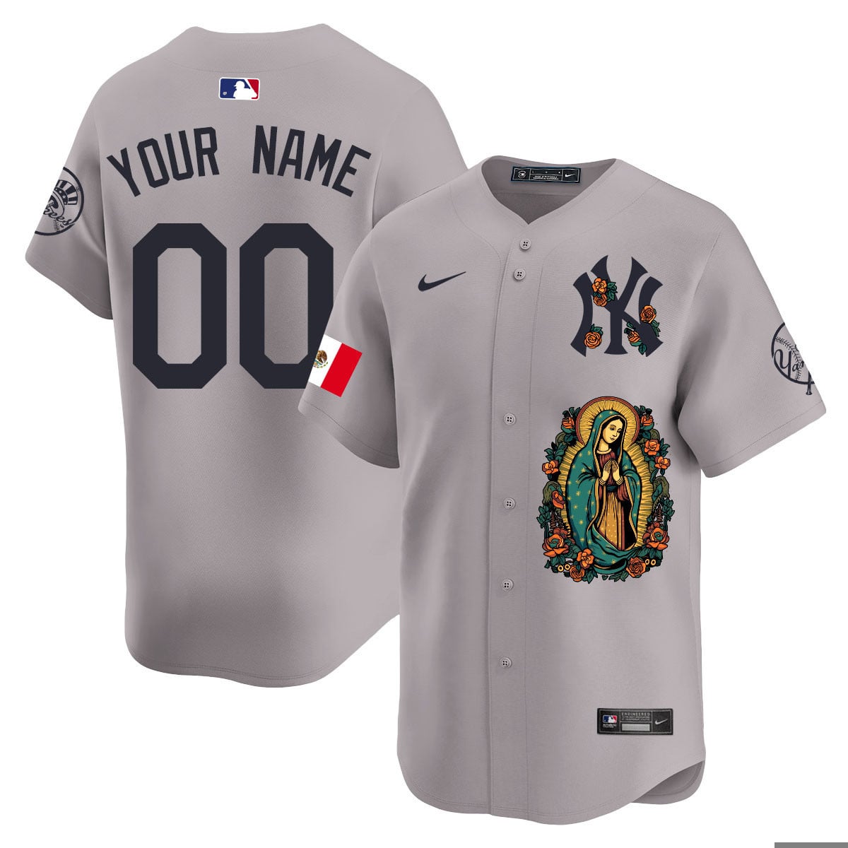 Alternative view of Nike Black Yankees La Virgen Jersey - Custom Edition