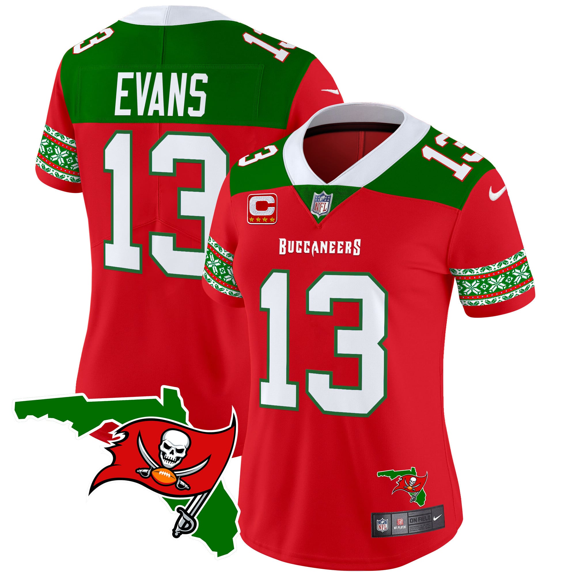 Alternative view of Nike Brady Buccaneers Holiday Jersey - Red/Green Limited Edition