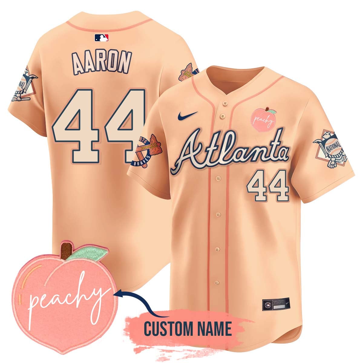 Alternative view of Nike Braves Acuna Peach Jersey - Nike Atlanta Braves Acuna Jr. Black