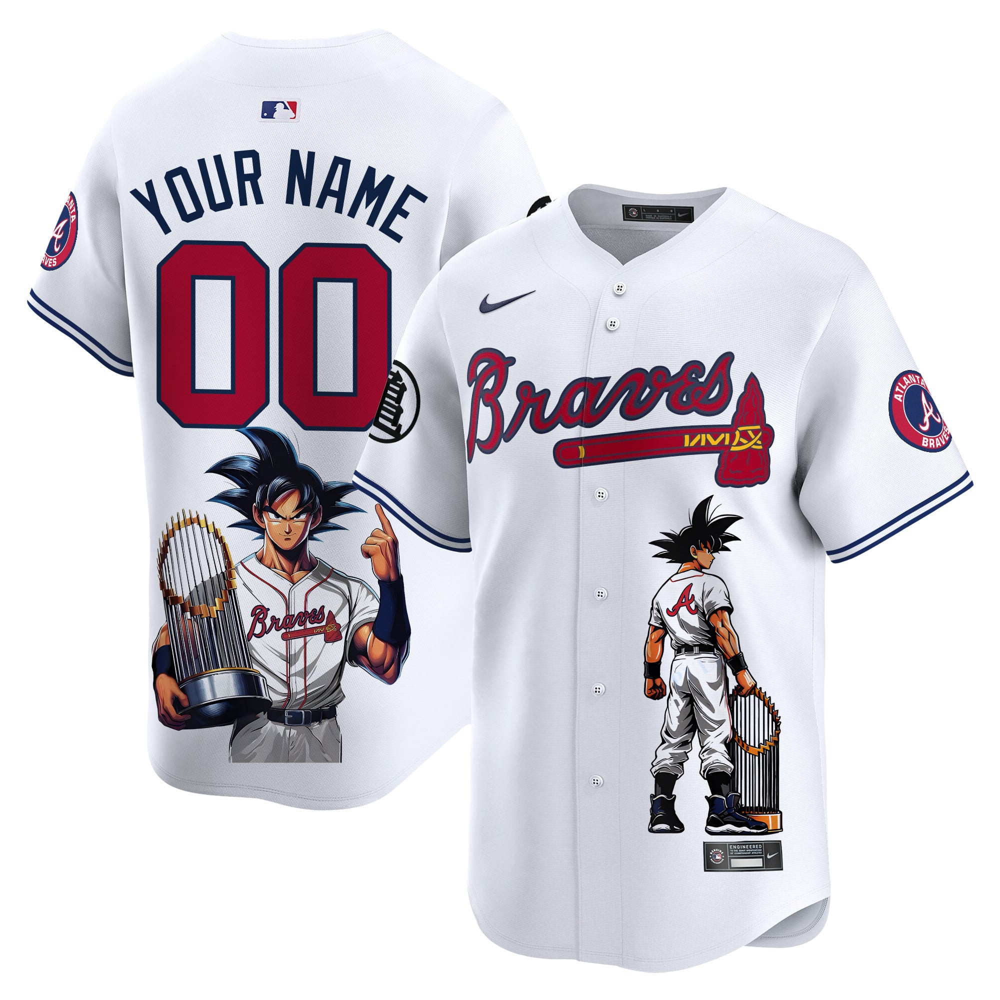 Alternative view of Nike Braves Goku Jersey - Cream Custom Fan Edition