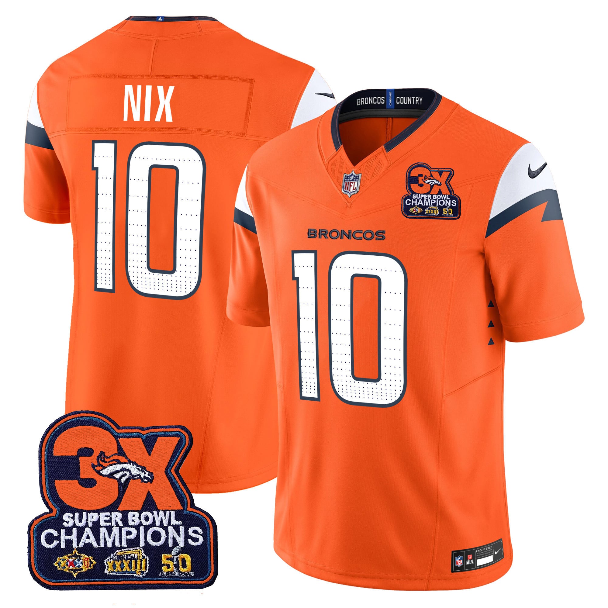 Nike Broncos Nix Jersey - Nike Broncos Nix #10 Jersey - Orange Super